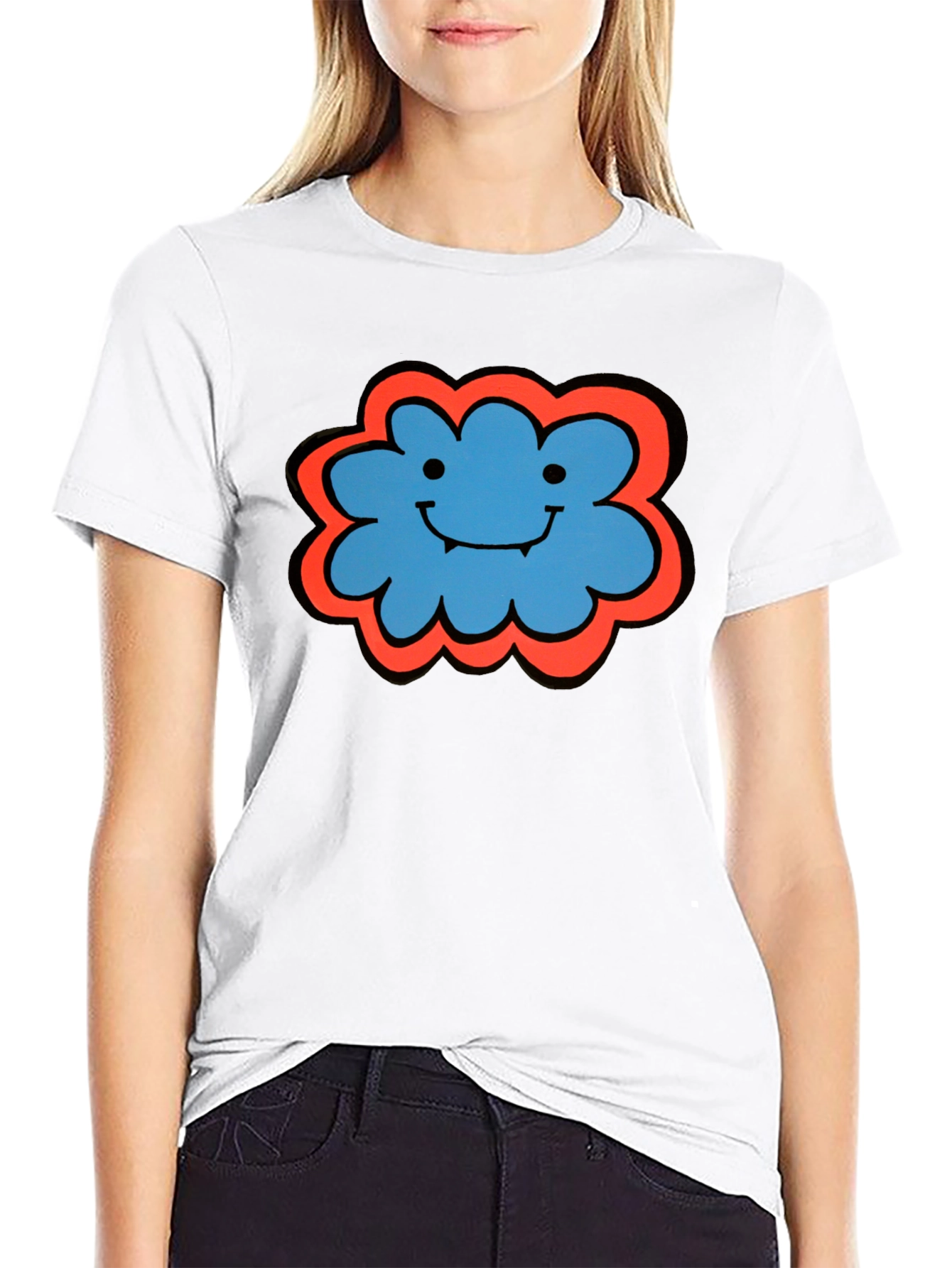 Black Whimsical Cloud T-Shirt - Soft Cotton Tee view 9