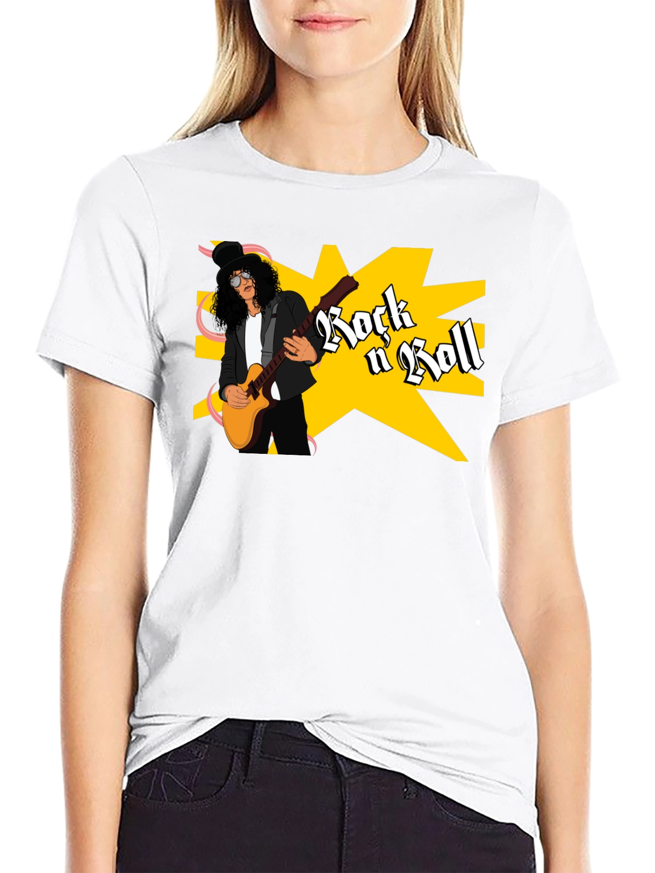Black Rock n Roll Guitarist Graphic Tee - Black view 9