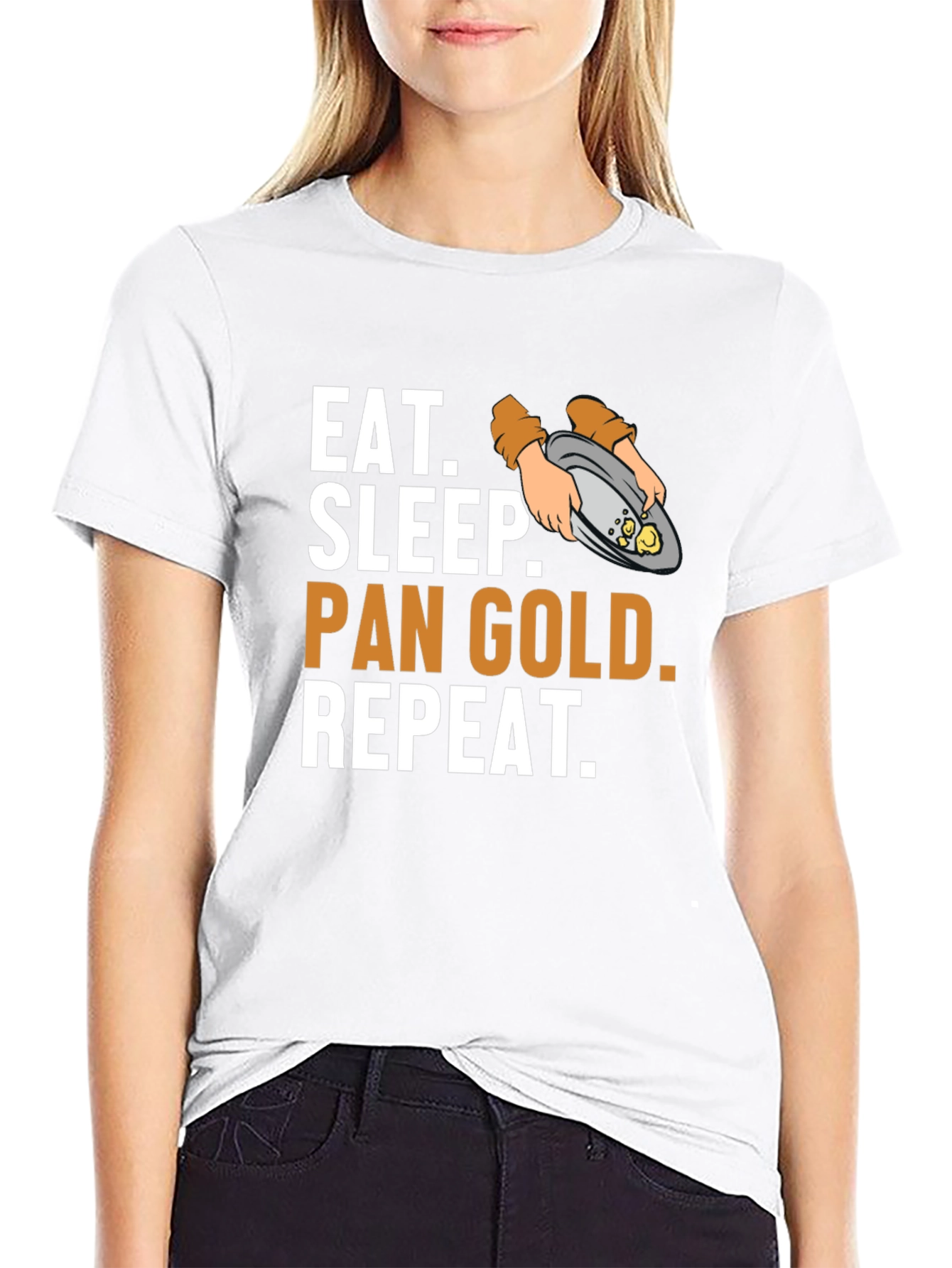 Black Eat, Sleep, Pan Gold, Repeat T-Shirt view 9