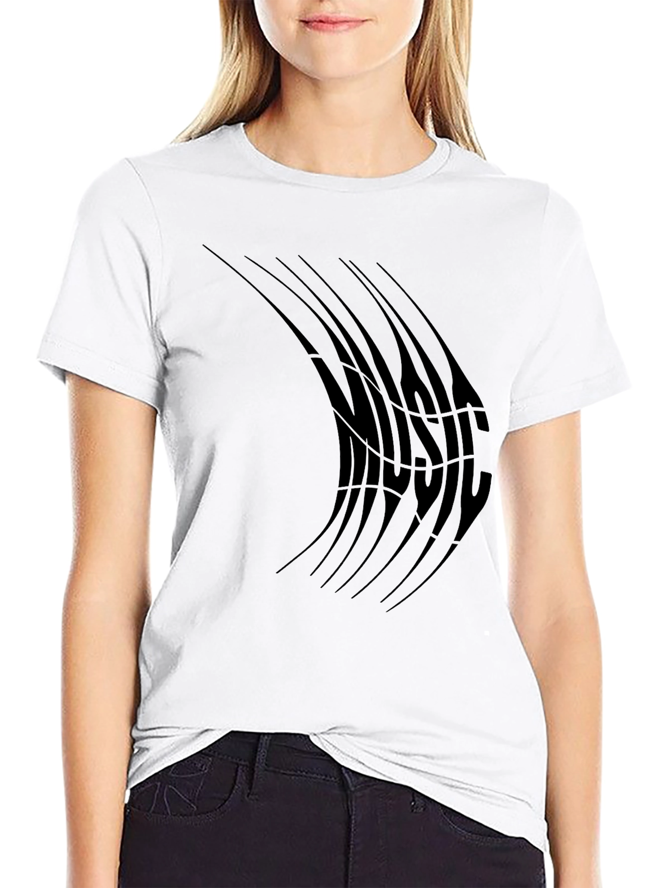 Black Abstract Music T-Shirt - Black view 9