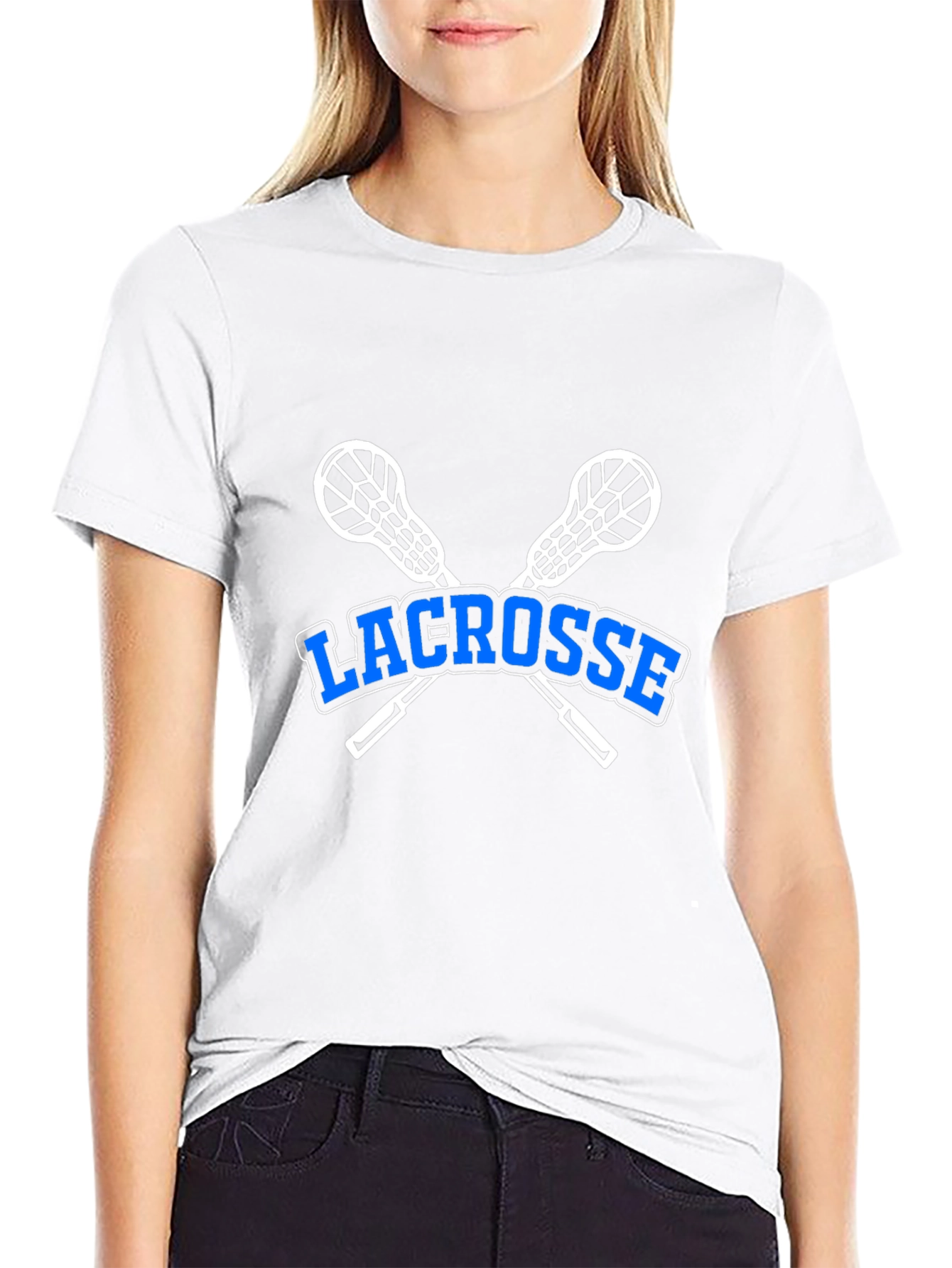 Black Lacrosse T-Shirt - Crossed Sticks Graphic view 9