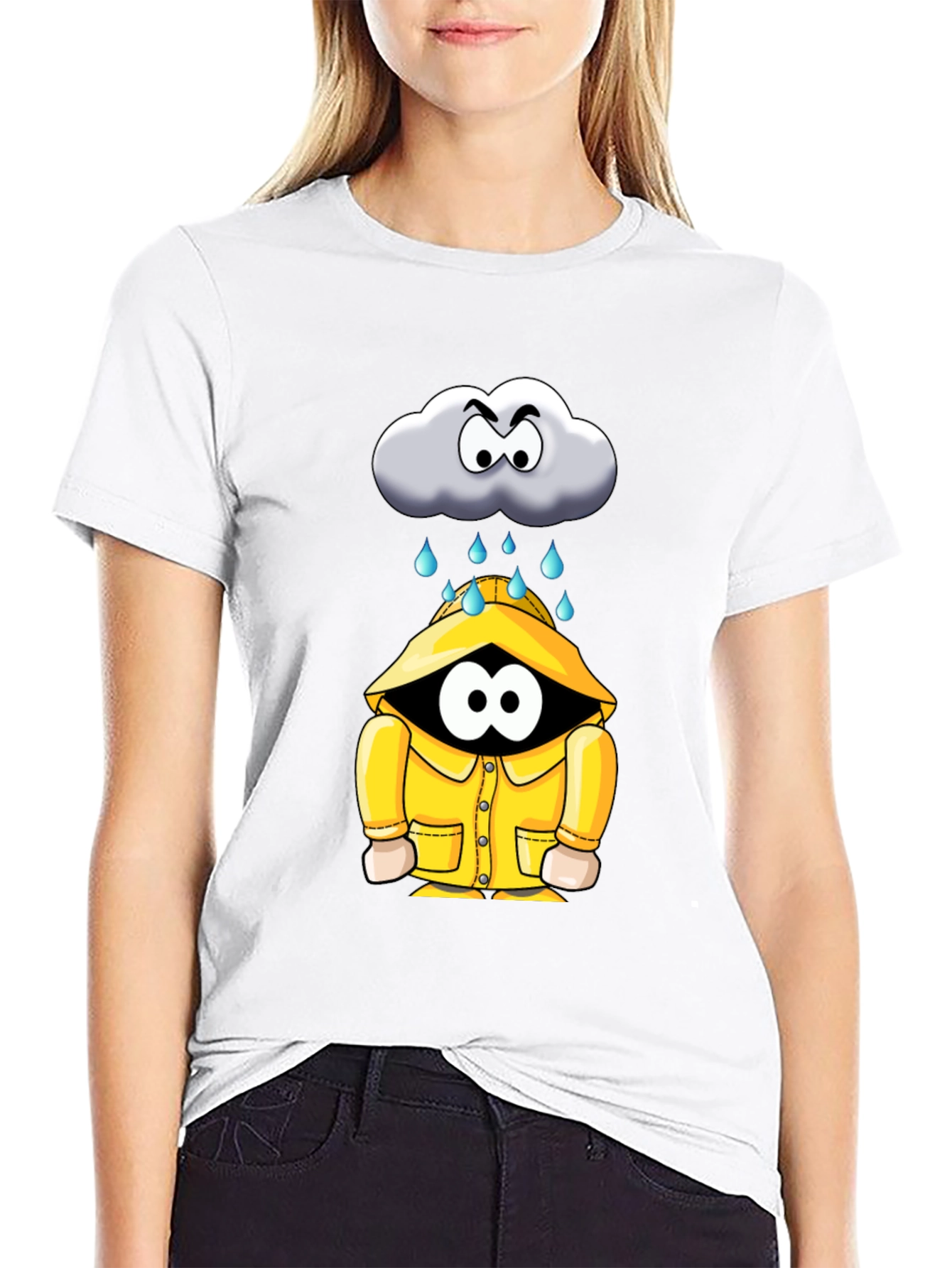 Black Rain Cloud Cartoon Graphic Tee view 9