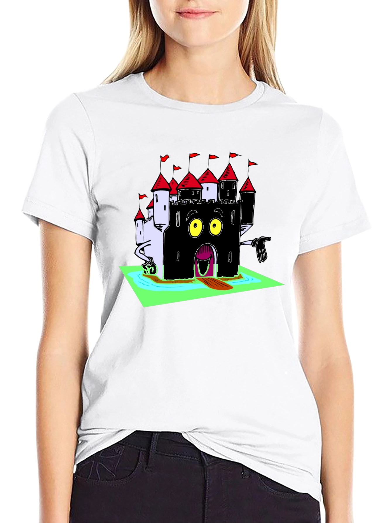Black Spooky Castle Graphic Tee - Unique Horror Design view 9