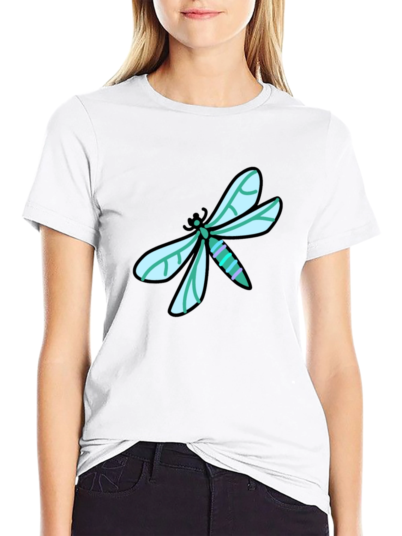 Black Dragonfly Graphic Tee - Black Cotton T-Shirt view 9
