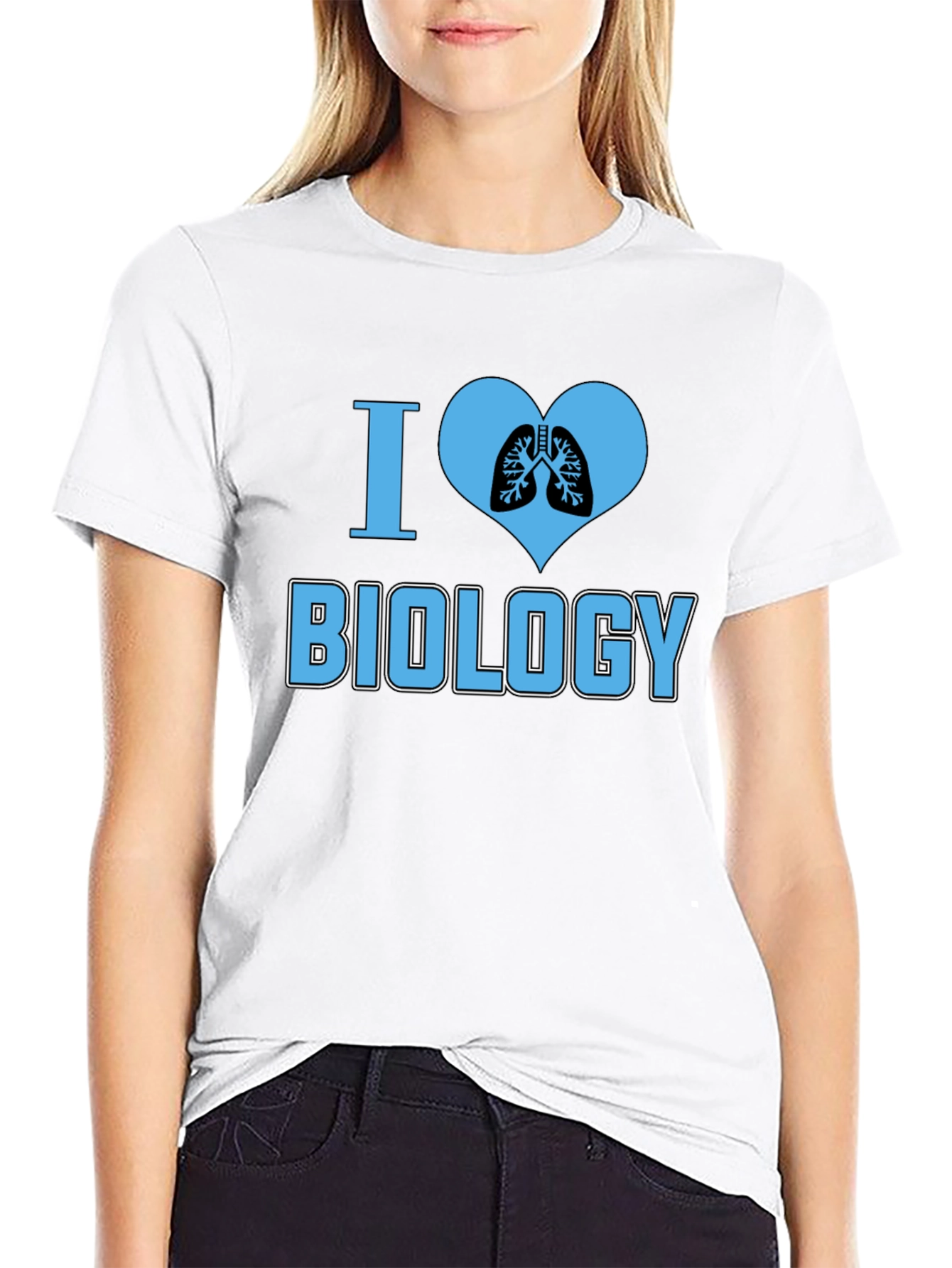Black I Heart Biology Graphic T-Shirt - Black Cotton Tee view 9