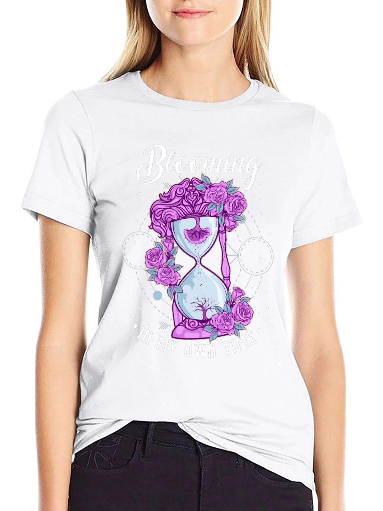Black Blooming in My Own Time Graphic Tee - Black Cotton Blend view 9