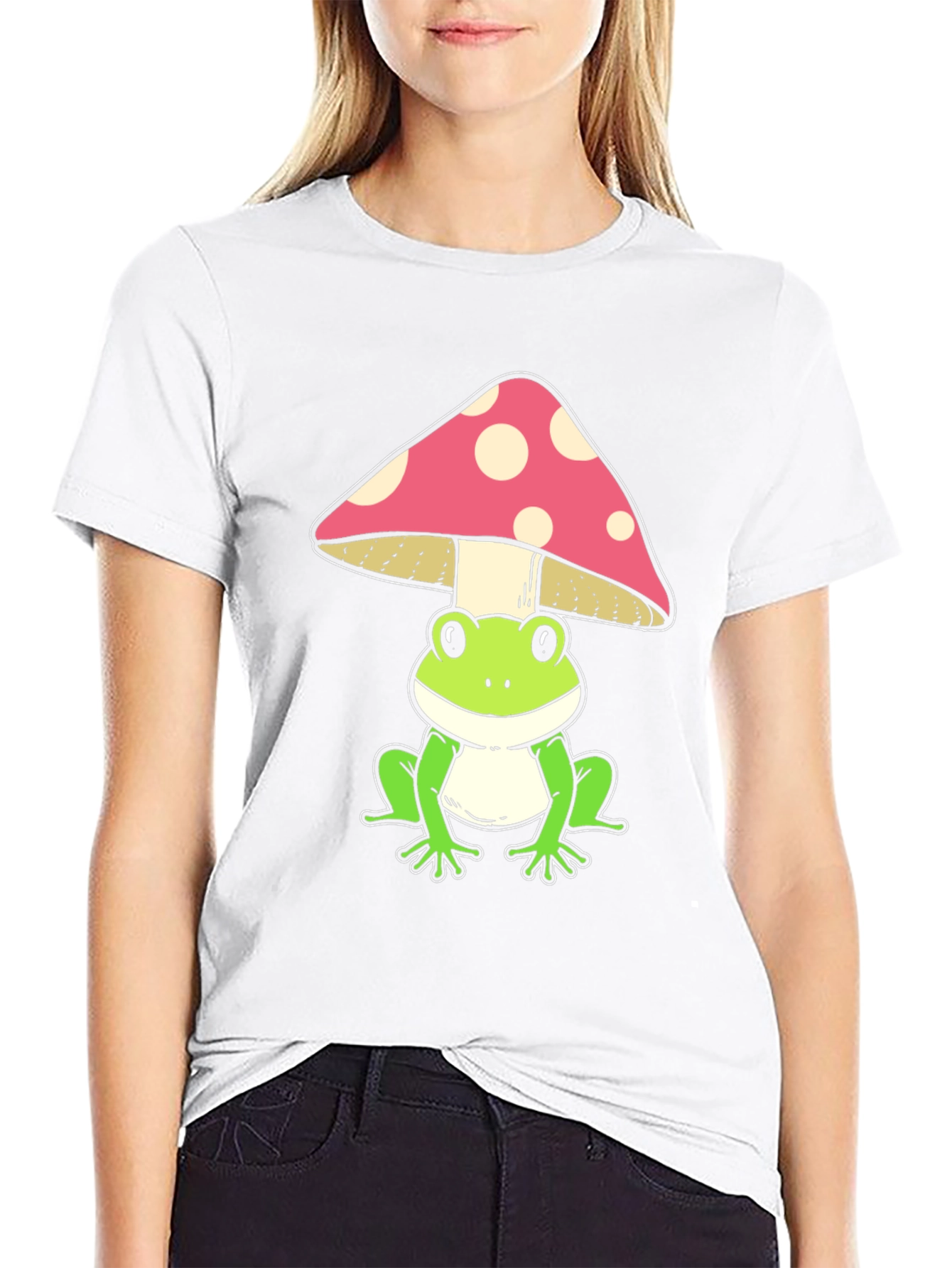 Black Frog Under Mushroom Graphic Tee - Black view 9