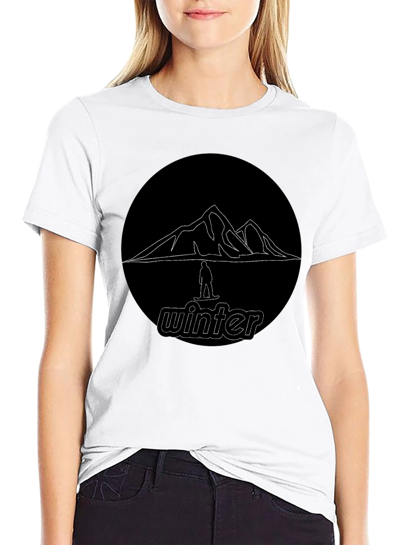 Black Black Winter Mountain Graphic T-Shirt view 9