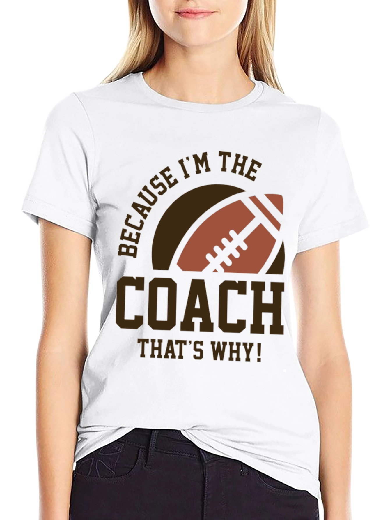 Black Coach Football T-Shirt - Because I'm The Coach view 9