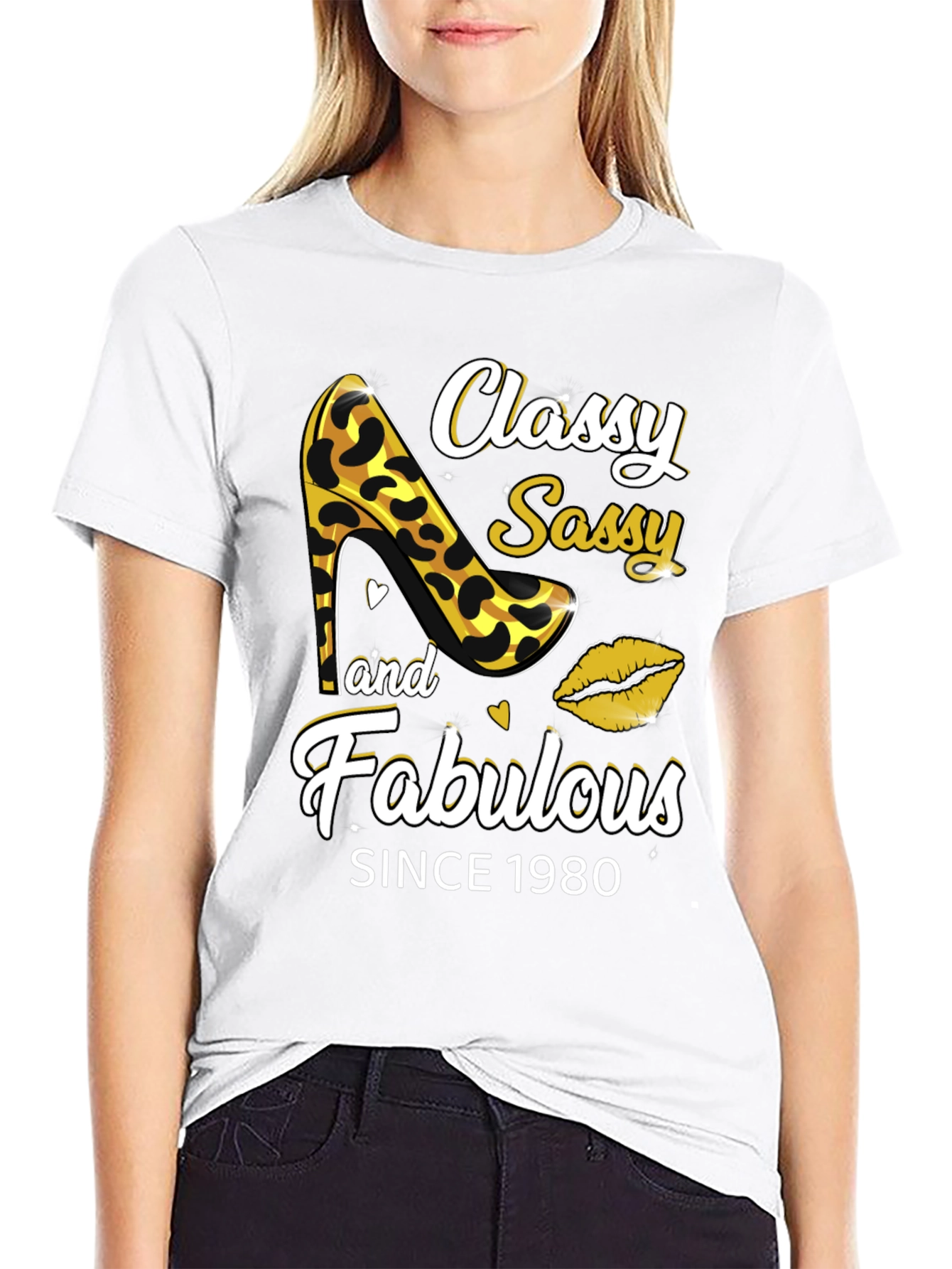 Black Classy Sassy Fabulous Since 1980 Graphic Tee view 9