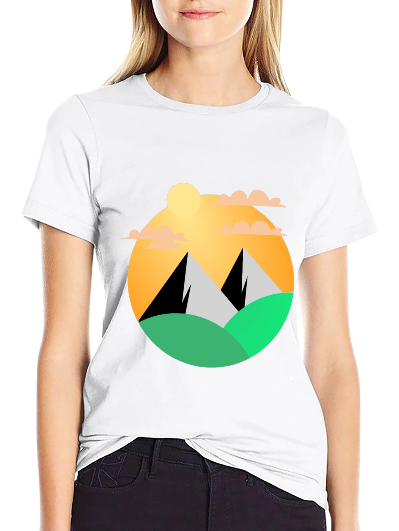 Black Mountainscape Graphic Tee - Black Cotton Blend view 9