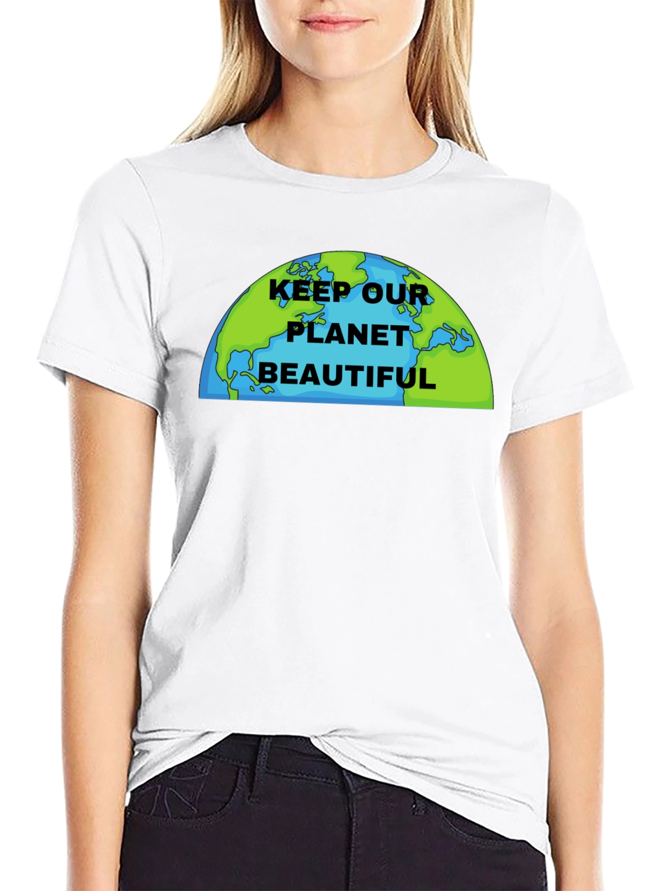 Black Keep Our Planet Beautiful Graphic T-Shirt view 9