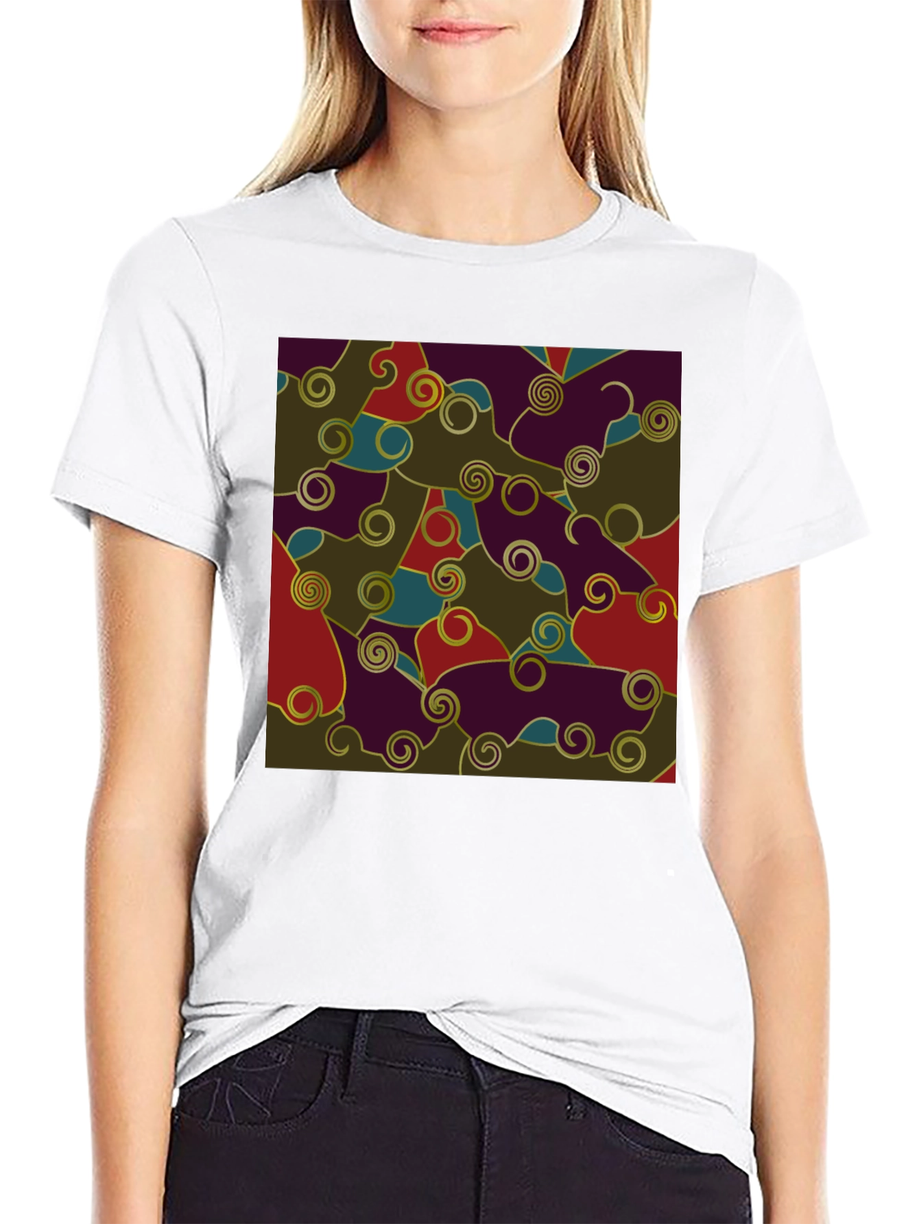 Black Abstract Pattern Black T-Shirt view 9