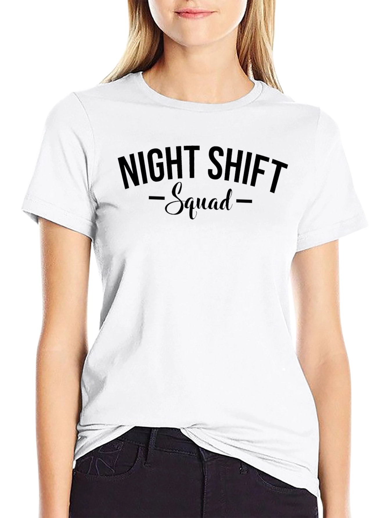 Black Night Shift Squad T-Shirt - Black Crew Neck Tee view 9