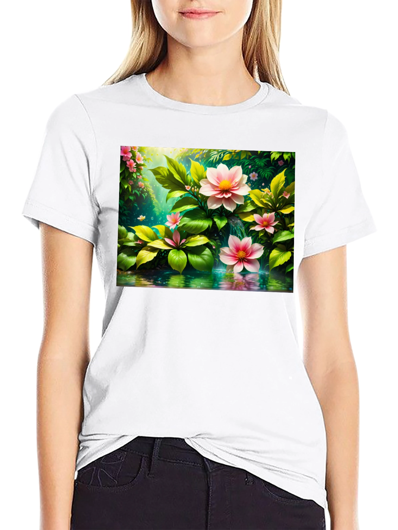 Black Floral Bloom T-Shirt - Nature Inspired Tee view 9