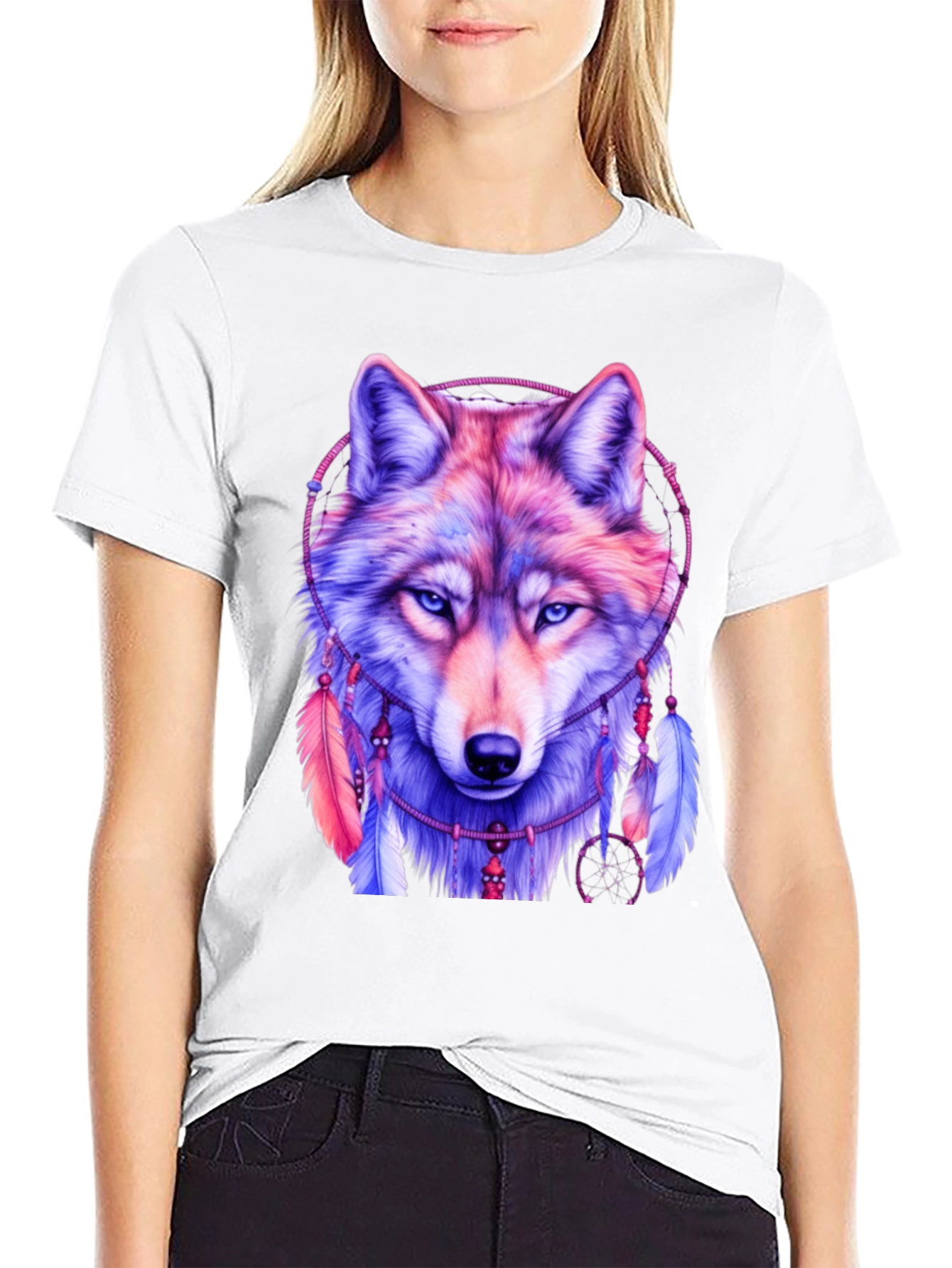 Black Wolf Dreamcatcher Graphic Tee view 9