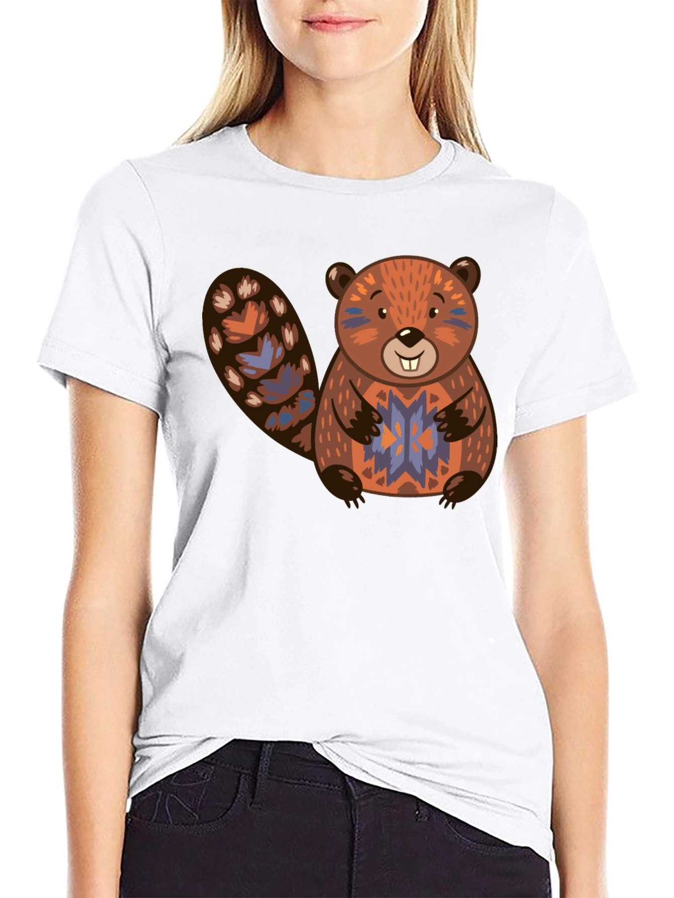 Black Beaver Graphic Print Black T-Shirt view 9