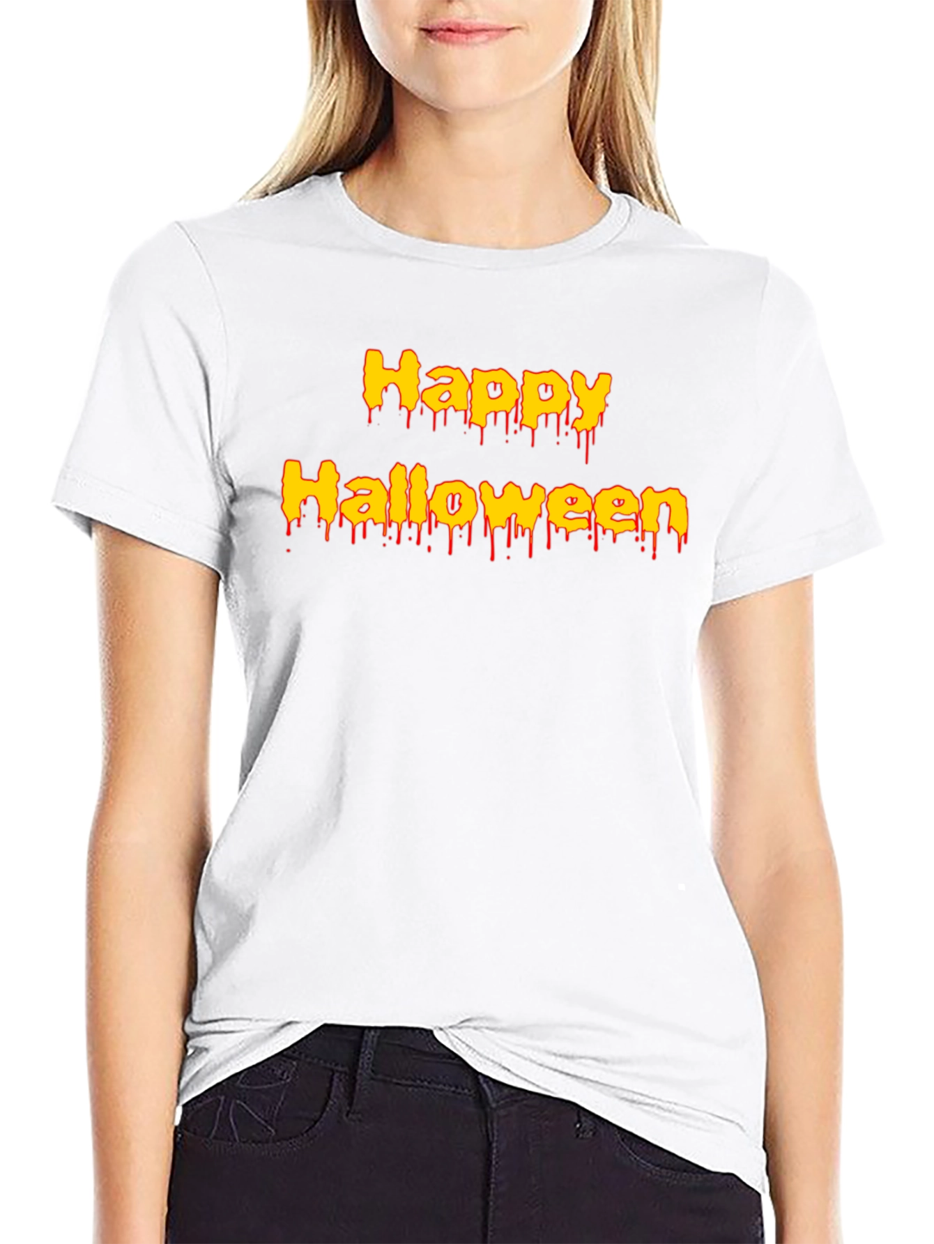 Black Happy Halloween Graphic T-Shirt view 9