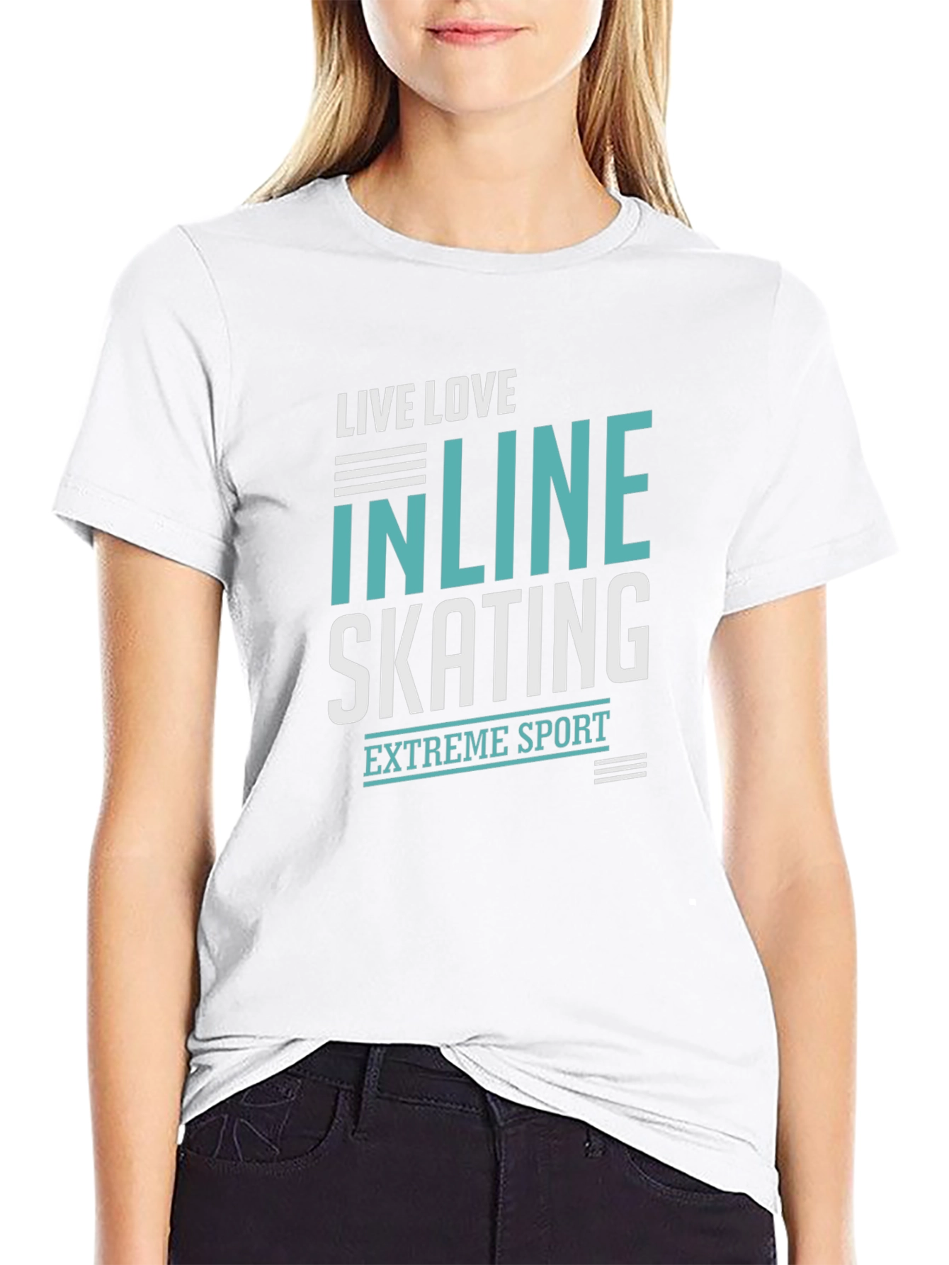 Black Inline Skating Extreme Sport Black Graphic T-Shirt view 9