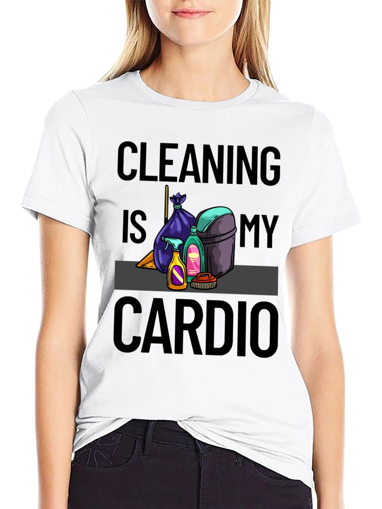 Black Cleaning is My Cardio T-Shirt view 9