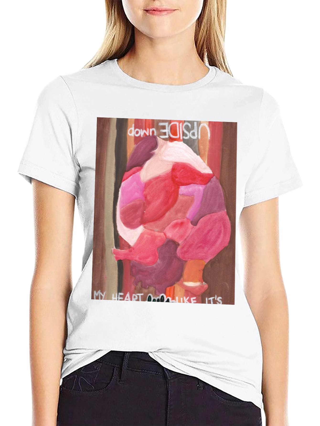 Black Upside Down Heart Graphic Tee view 9