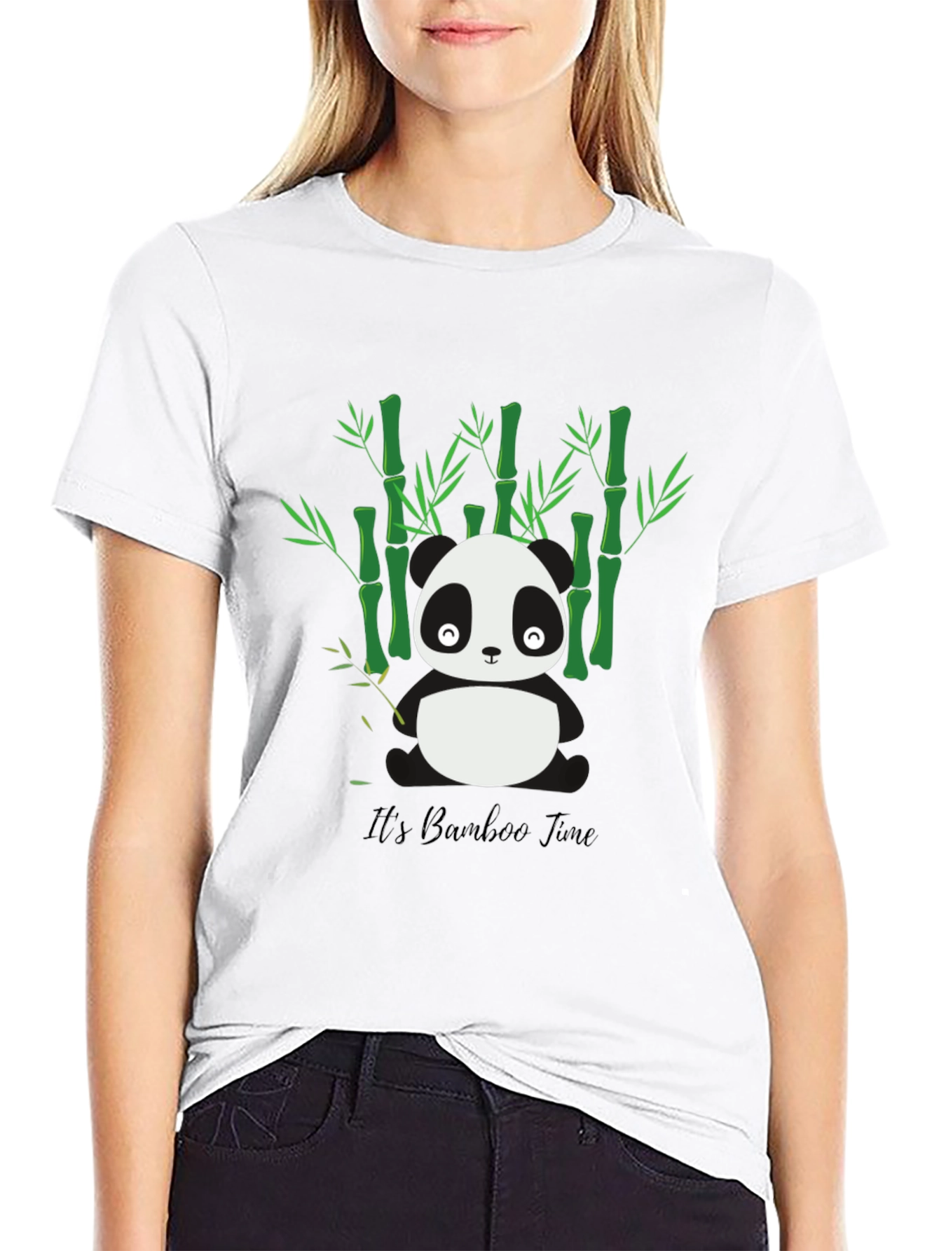Black Panda Bamboo Time T-Shirt - Soft Cotton Blend view 9