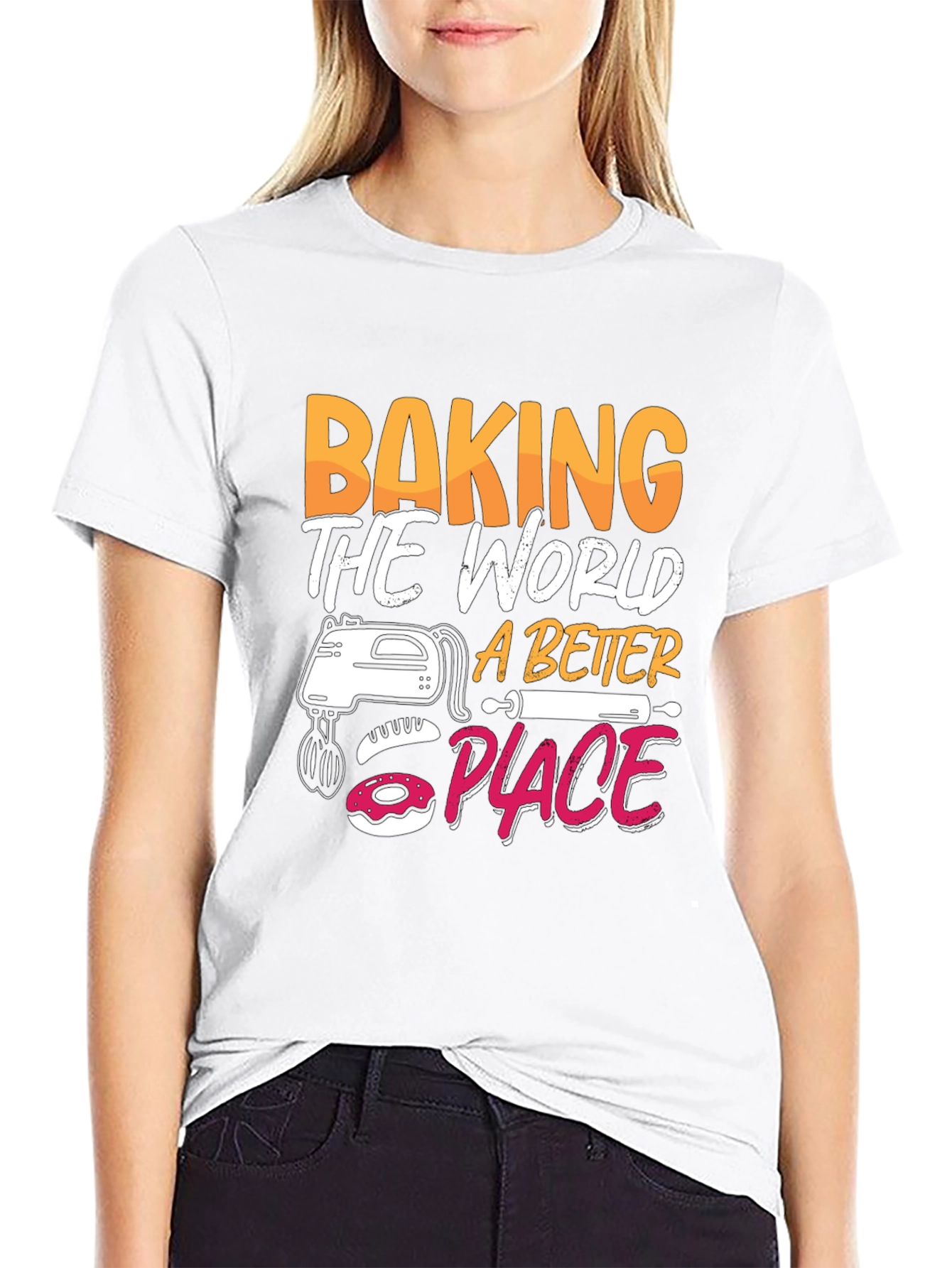 Black Baking the World a Better Place Black Graphic Tee view 9