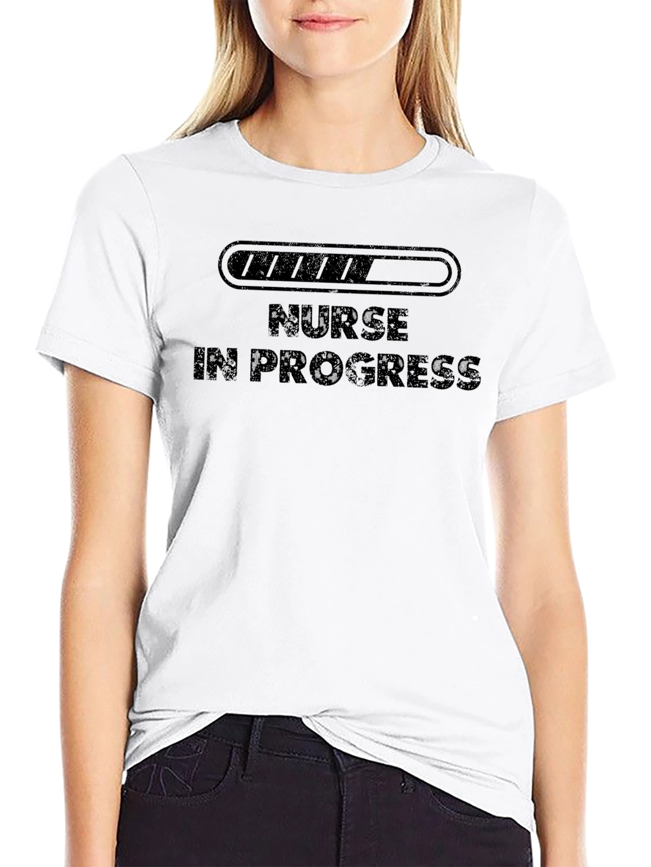 Black Nurse In Progress T-Shirt - Black Cotton Blend Tee view 9