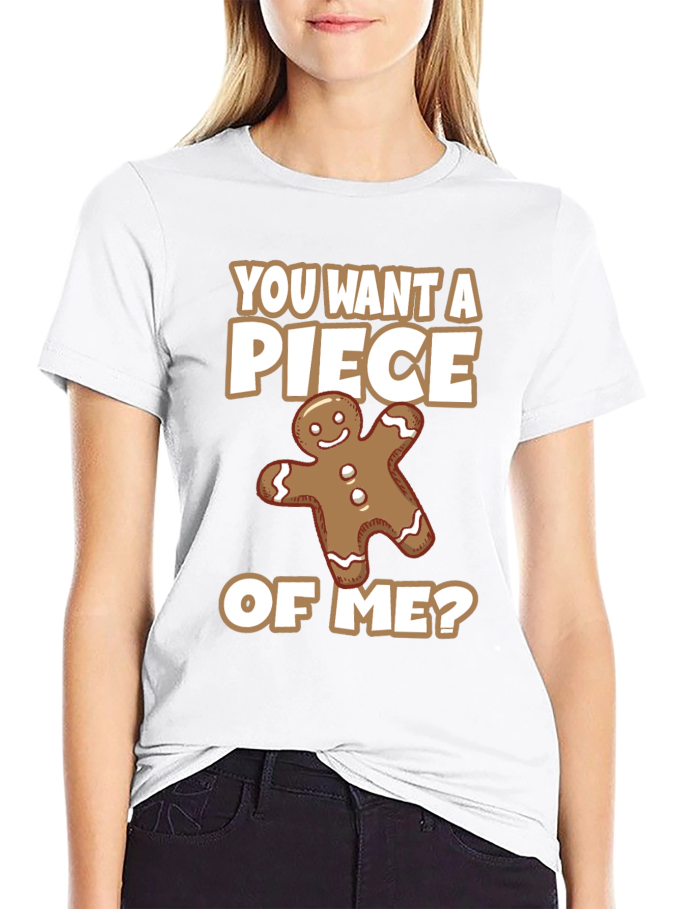 Black Funny Gingerbread Man 'Piece of Me' Graphic Tee view 9