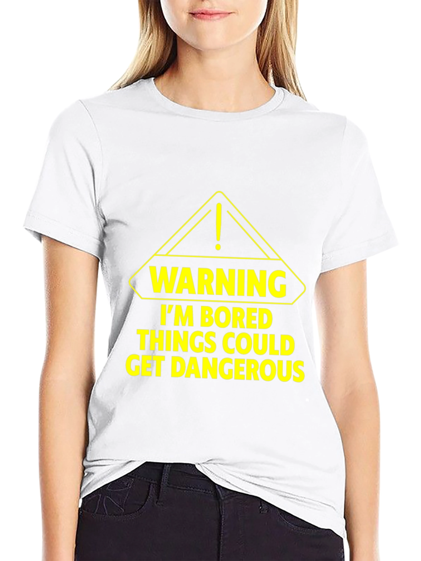 Black Warning: I'm Bored T-Shirt - Black Graphic Tee view 9