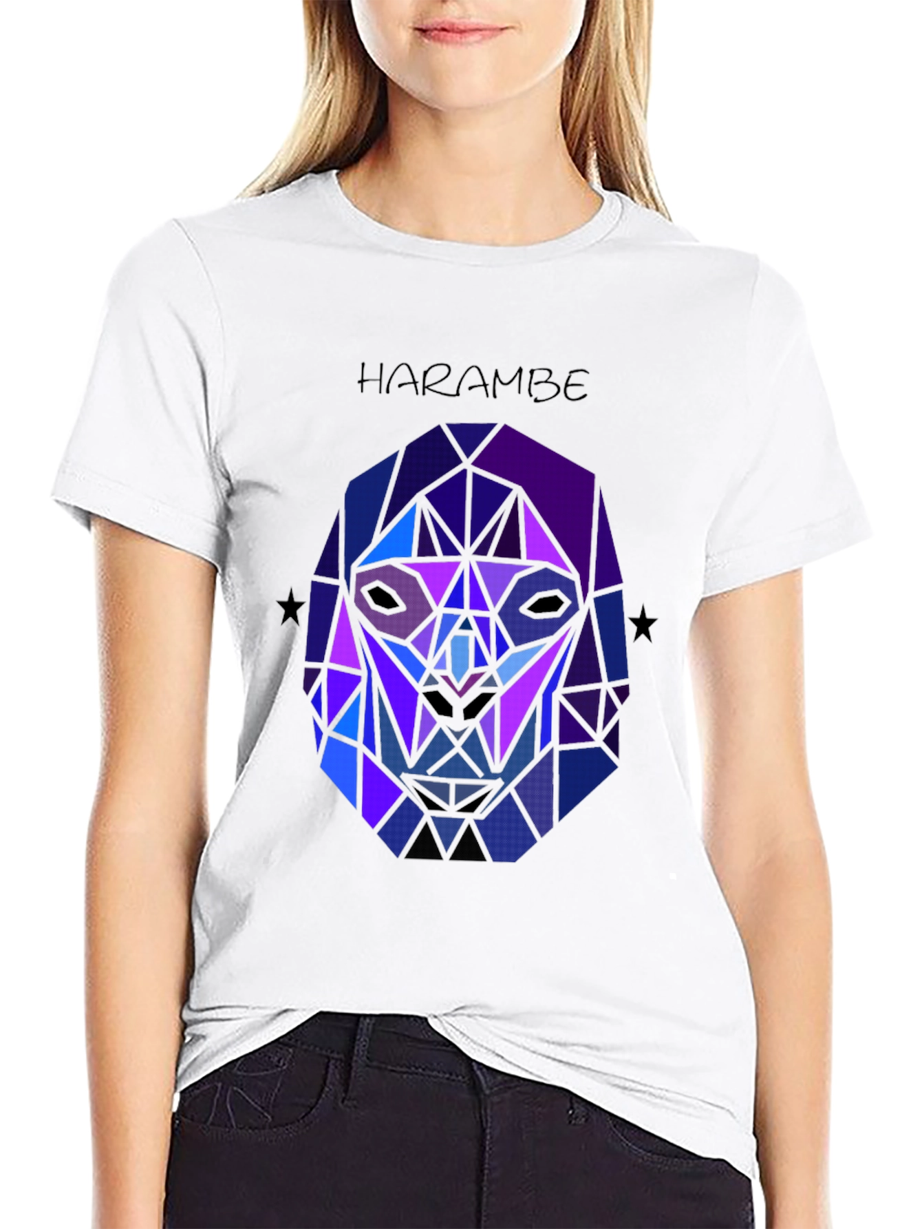 Black Harambe Graphic Tee - Geometric Gorilla Design view 9