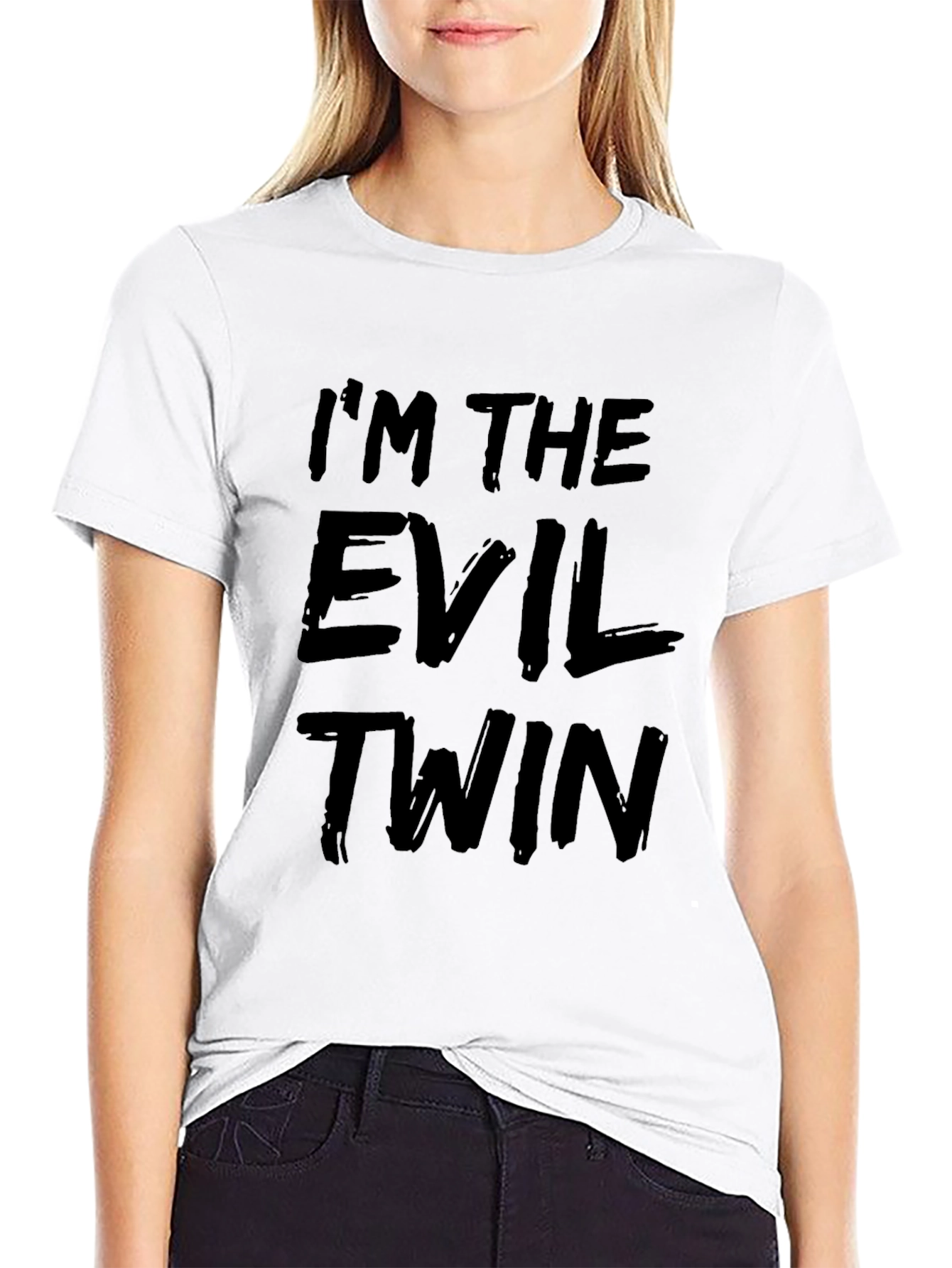 Black I'm the Evil Twin Black Graphic Tee view 9