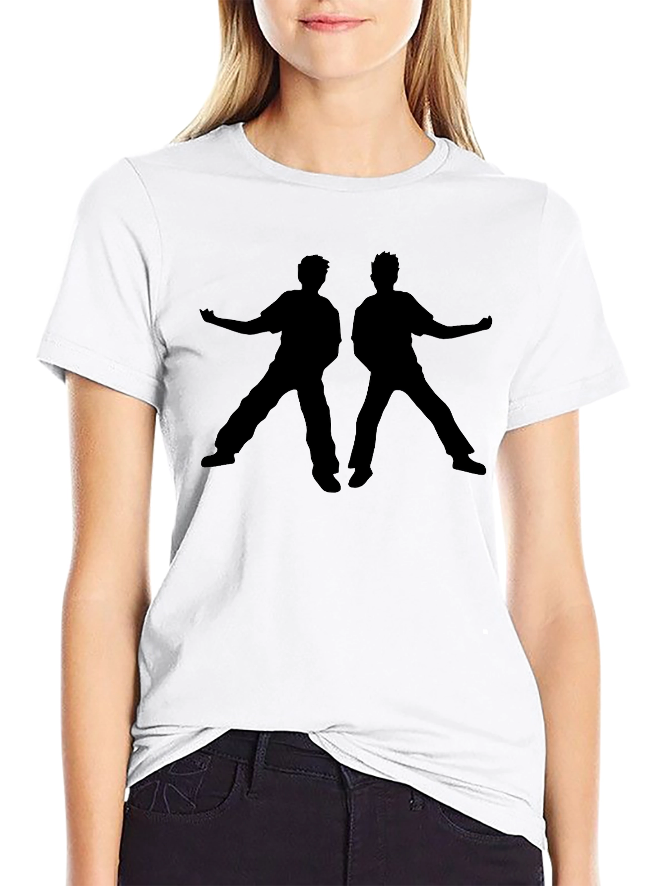 Black Silhouette Duo Black T-Shirt - Unique Graphic Tee view 9