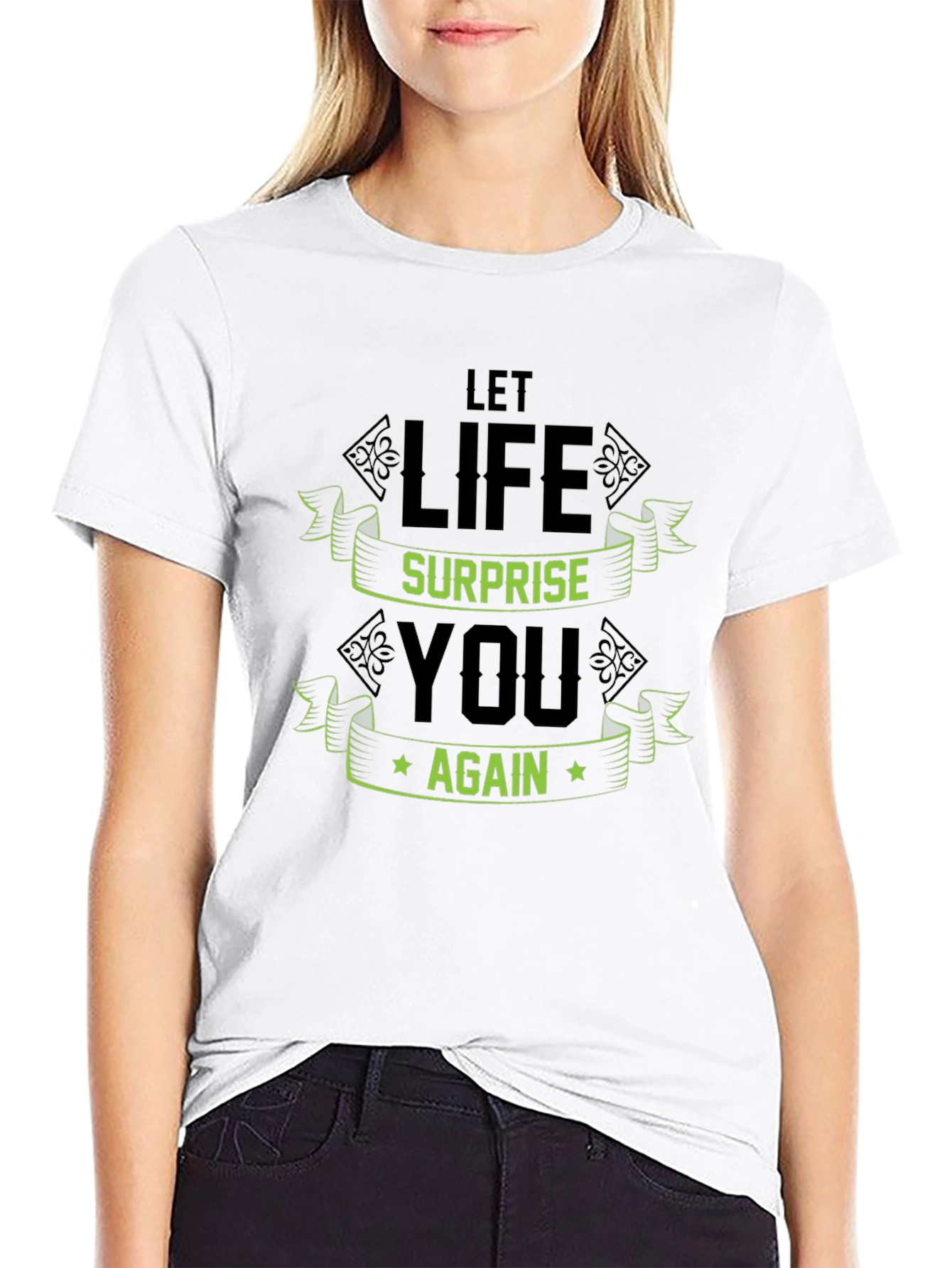 Black Let Life Surprise You Again Graphic Tee view 9