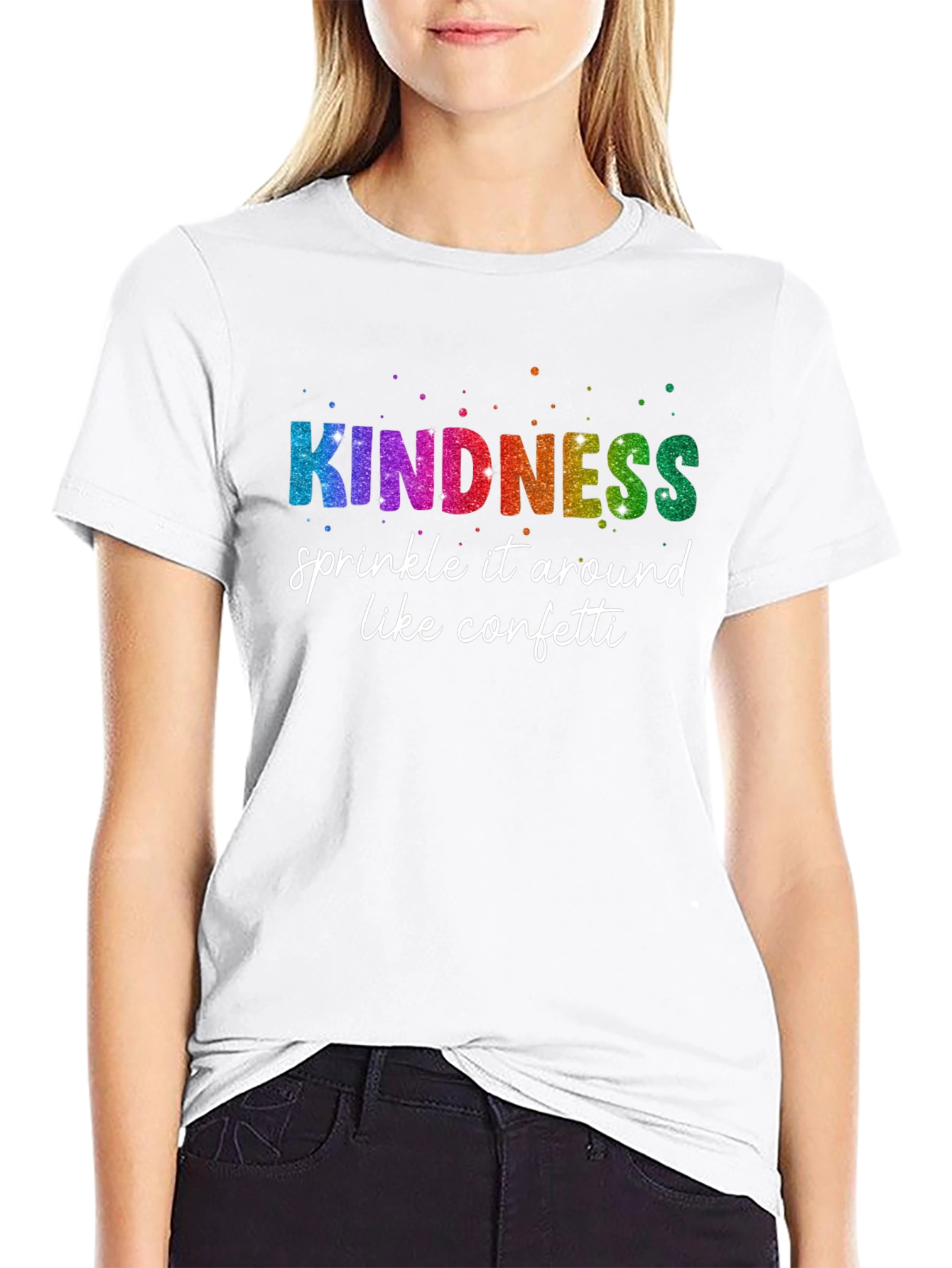 Black Kindness Sprinkle Confetti T-Shirt view 9