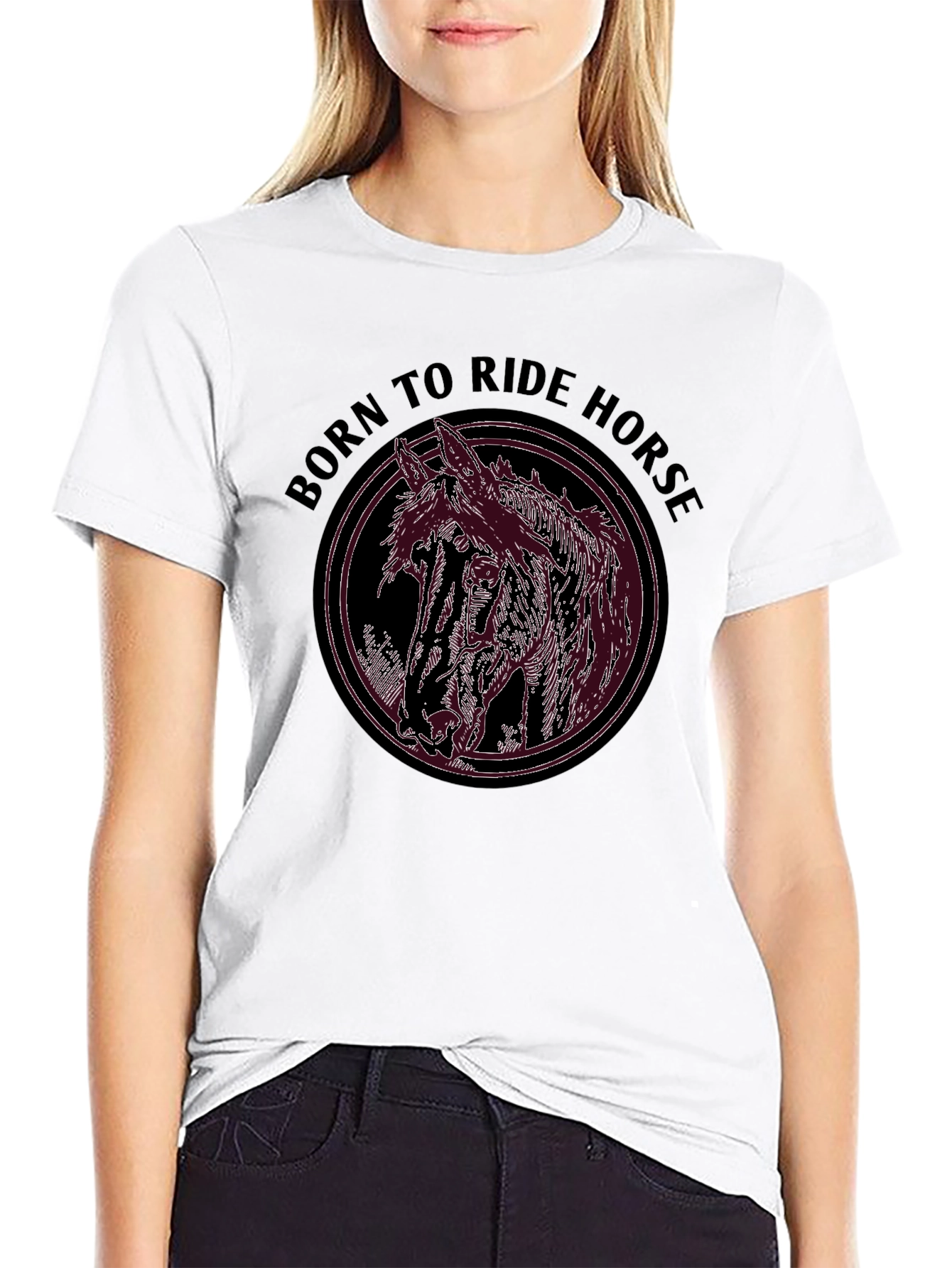 Black Born to Ride Horse Graphic Tee view 9