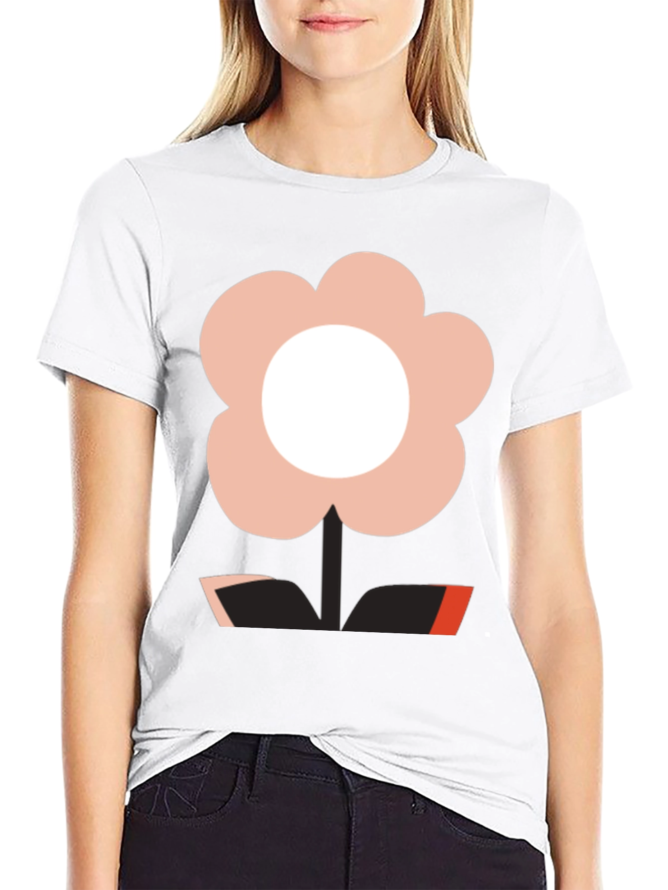 Black Modern Flower Graphic Black T-Shirt view 9