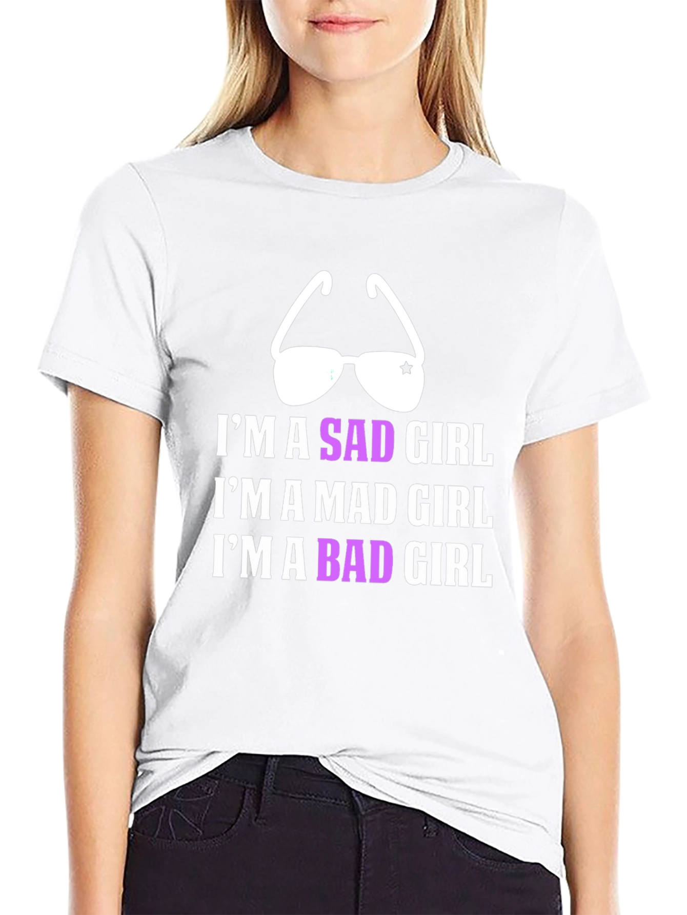 Black I'm A Sad Mad Bad Girl T-Shirt view 9