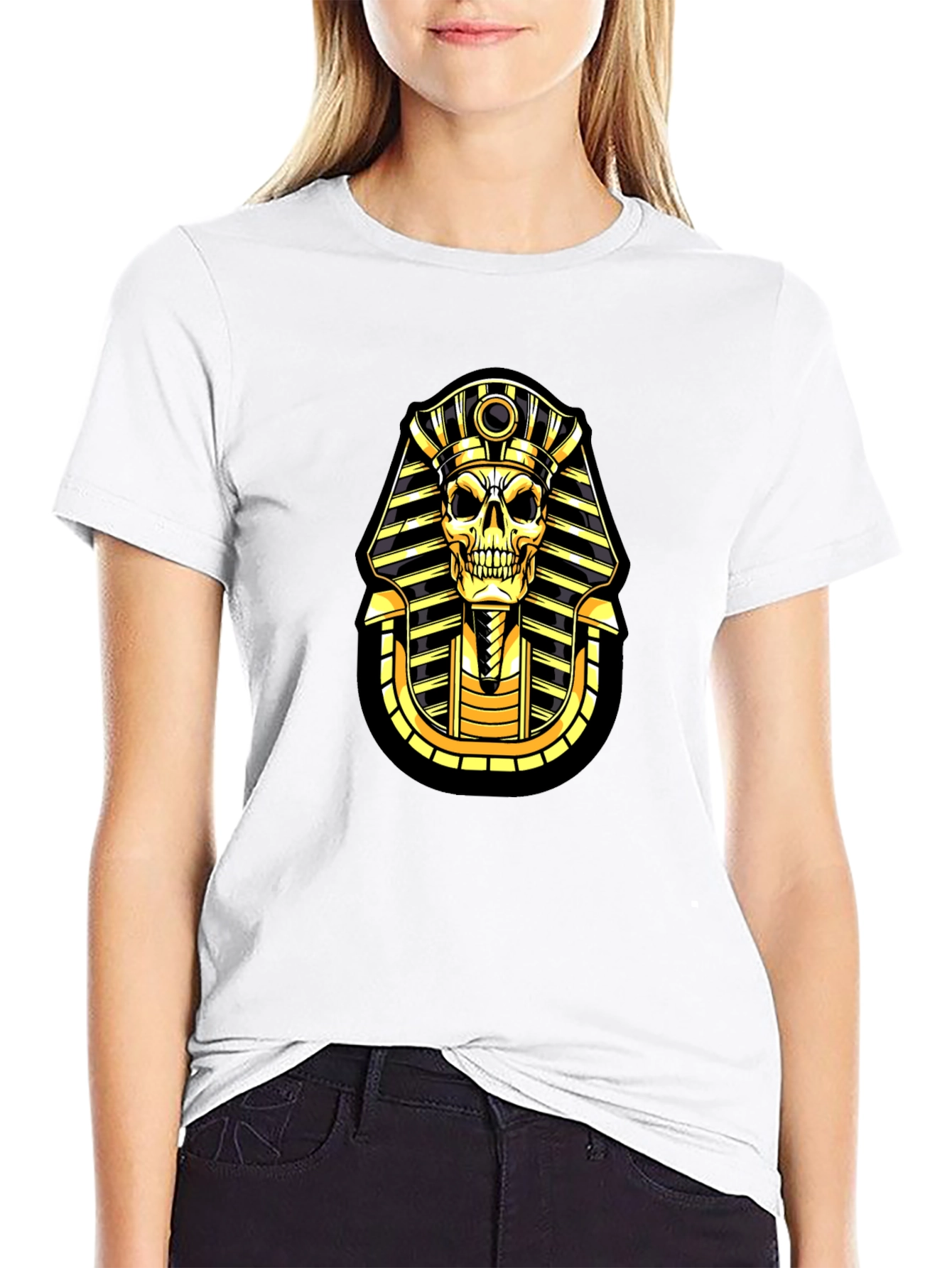 Black Pharaoh Skull Graphic T-Shirt - Black view 9