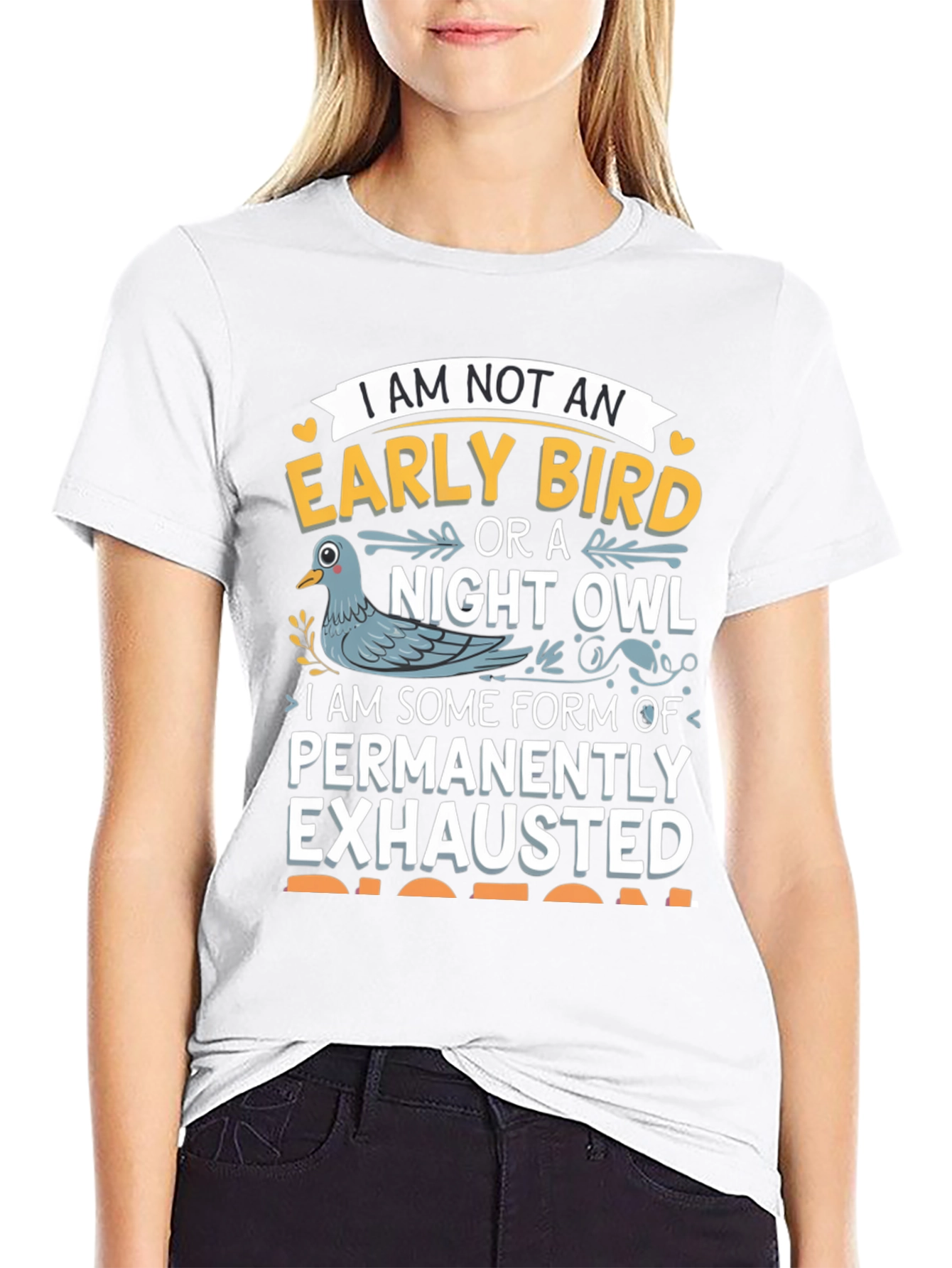 Black Permanently Exhausted Funny T-Shirt view 9