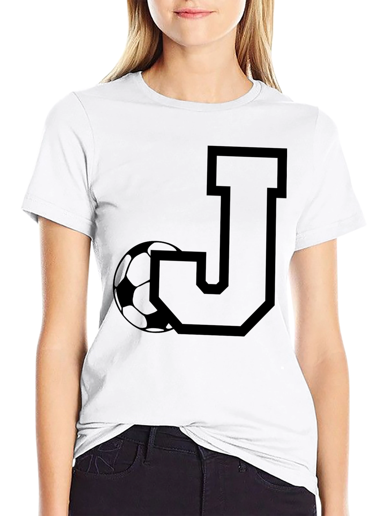 Black Initial J Soccer T-Shirt - Black view 9