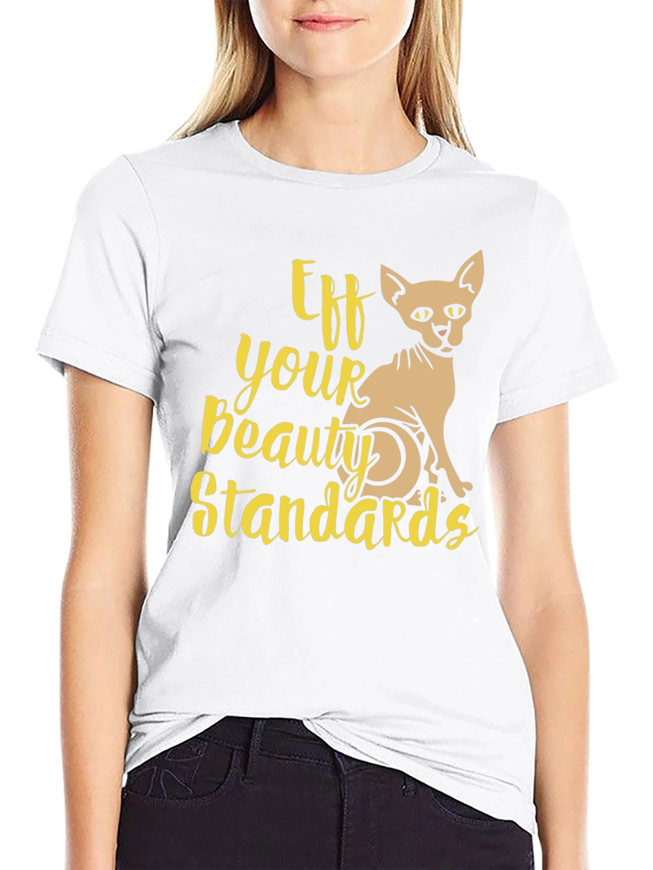 Black Eff Your Beauty Standards Cat Graphic Tee view 9