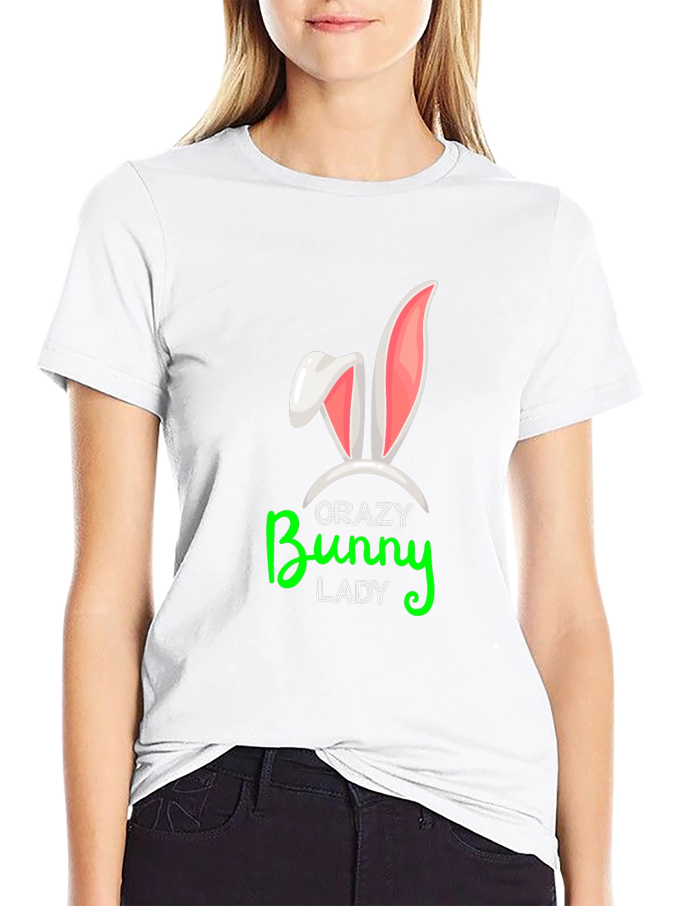 Black Crazy Bunny Lady Graphic Tee view 9