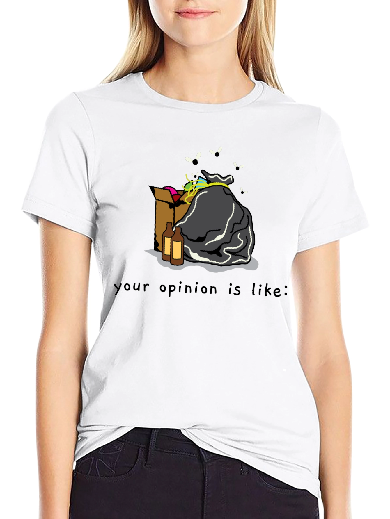 Black Opinion Trash T-Shirt - Funny Graphic Tee view 9