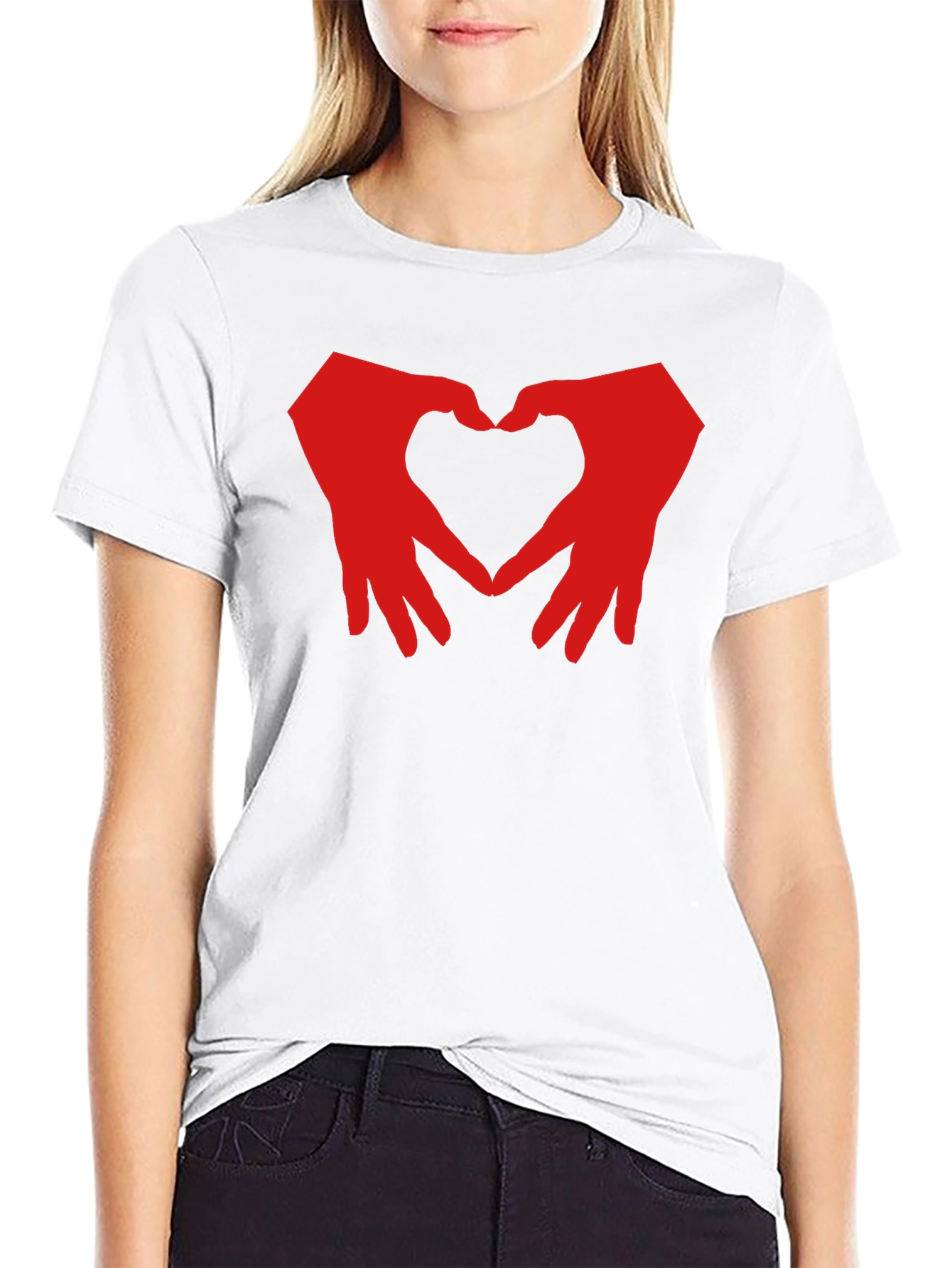 Black Heart Hands Graphic T-Shirt - Black Cotton Blend view 9