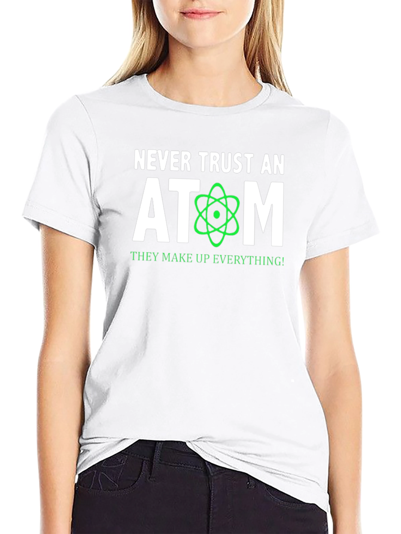 Black Never Trust An Atom T-Shirt - Science Humor Tee view 9