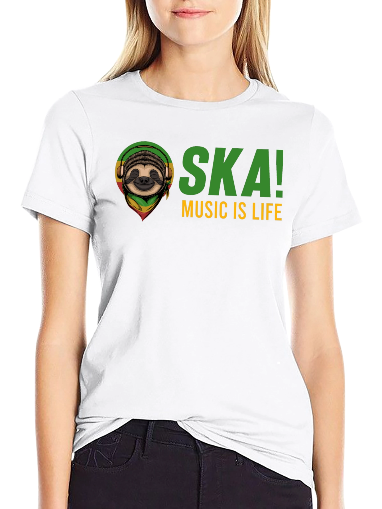 Black Ska Music is Life Sloth Graphic Tee - Black view 9
