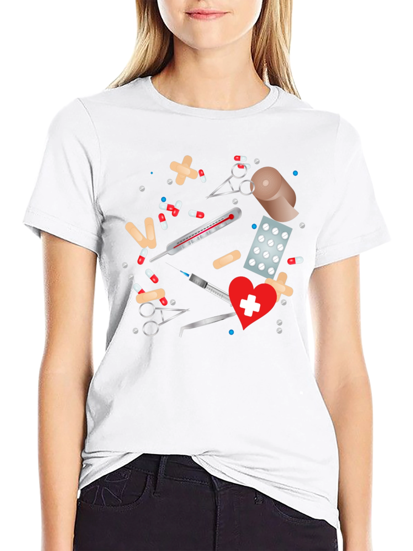 Black Medical Theme Graphic Tee view 9