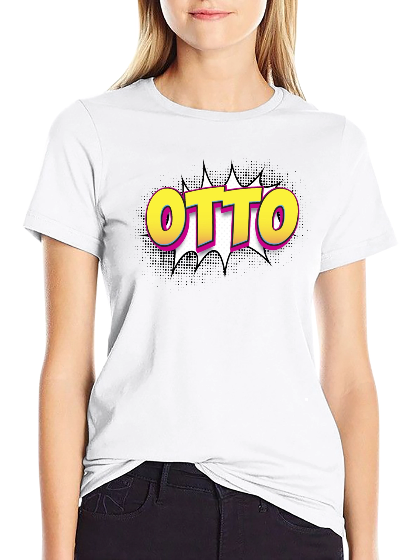 Black Otto Pop Art Graphic Black T-Shirt view 9