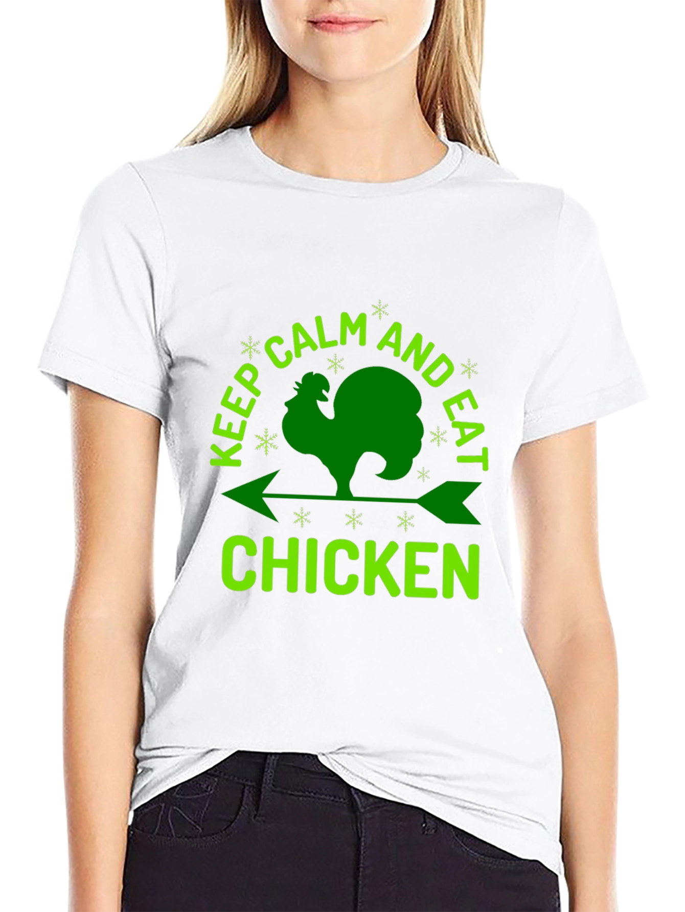 Black Keep Calm & Eat Chicken Graphic Tee view 9
